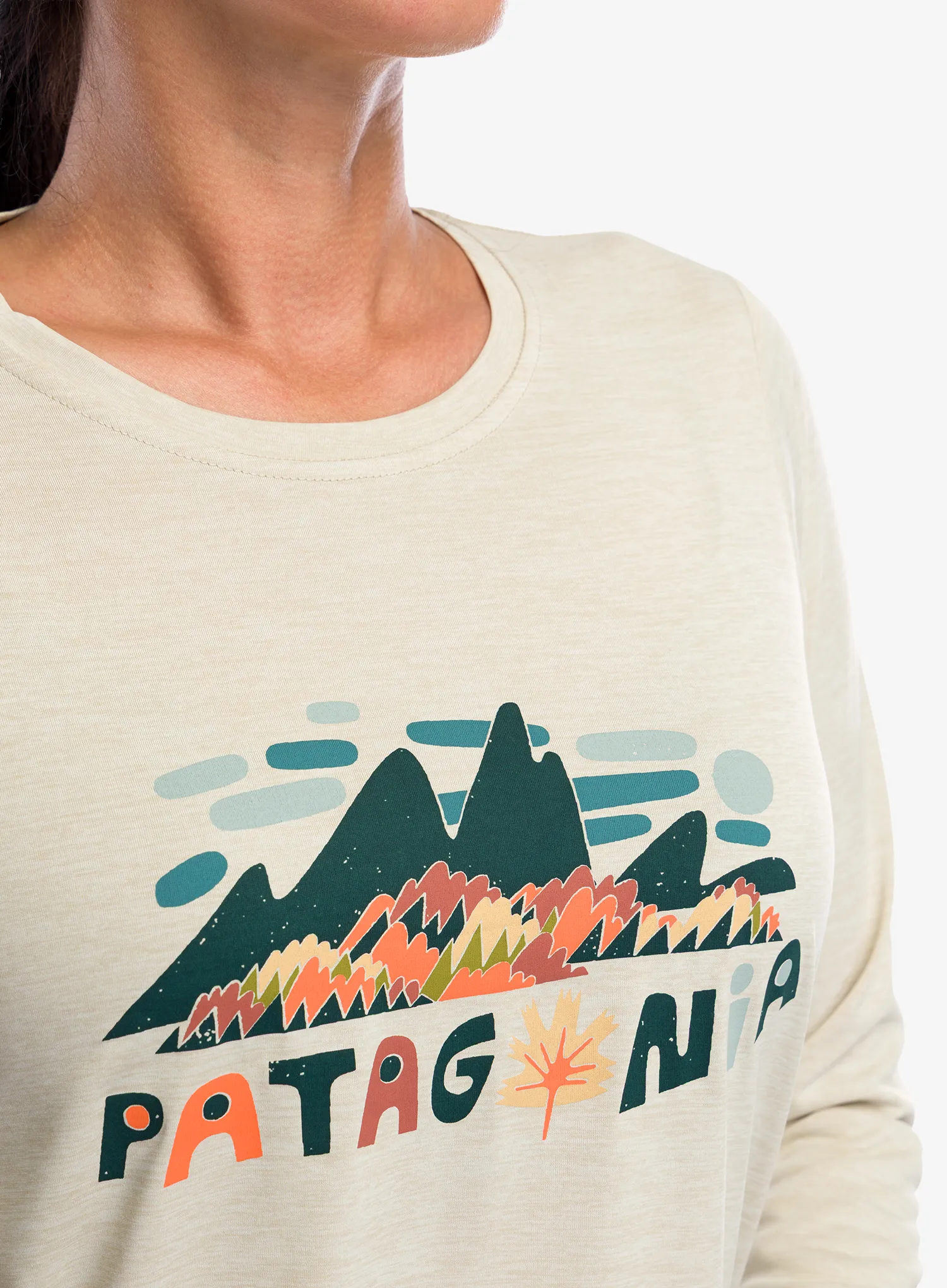 Dámská mikina bez kapuce Patagonia L/S Capilene Cool Daily Graphic Shirt - fitz roy foliage/pumice x-dye