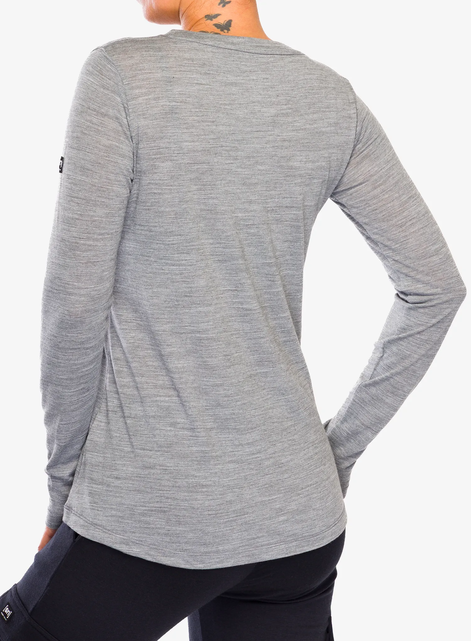 Dámská mikina bez kapuce Super.natural Alpes LS - cash.grey mel/dark.d.mel/f.wht