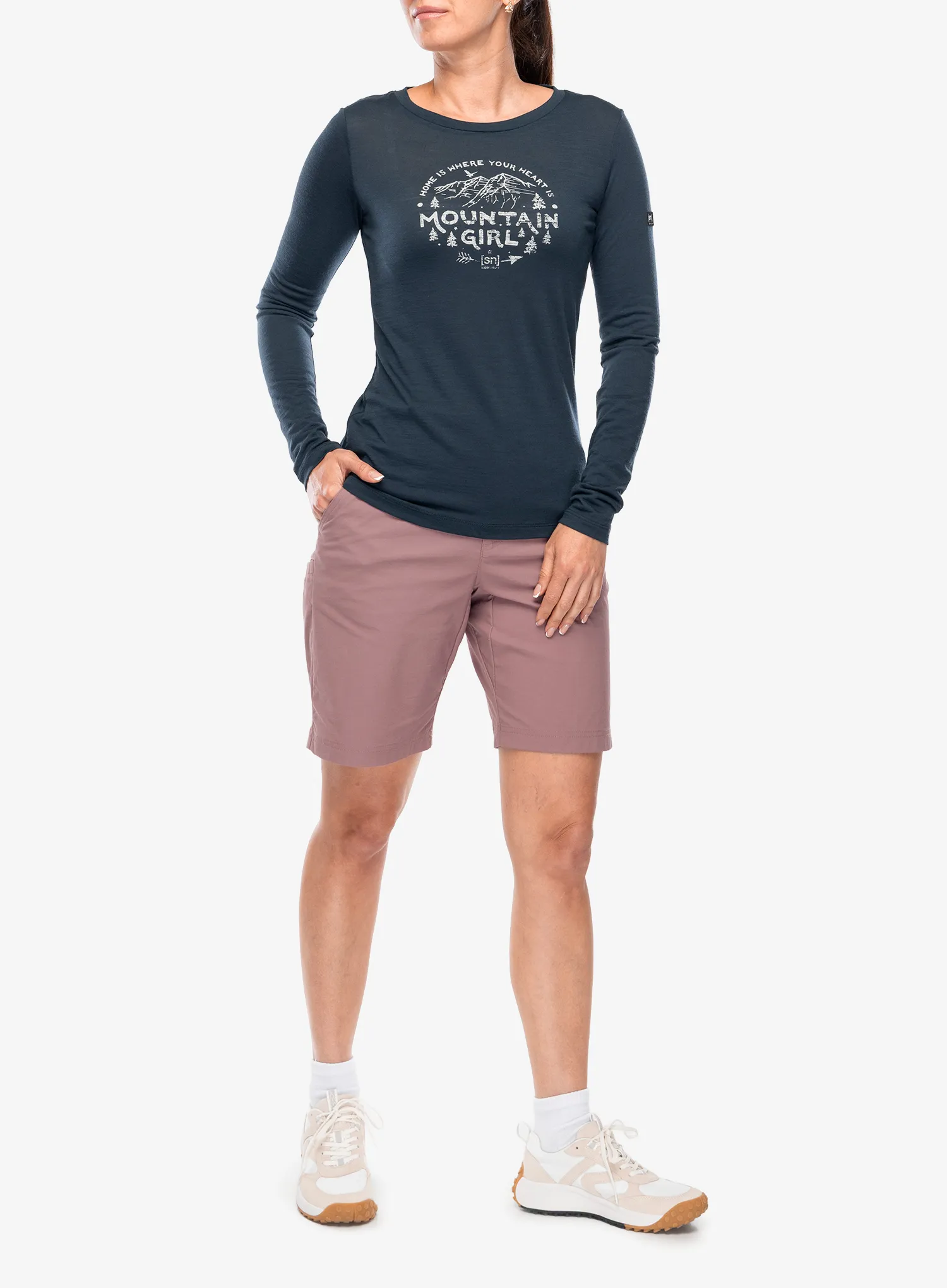 Dámská mikina bez kapuce Super.natural Mountain Girl LS - blueberry/white stone