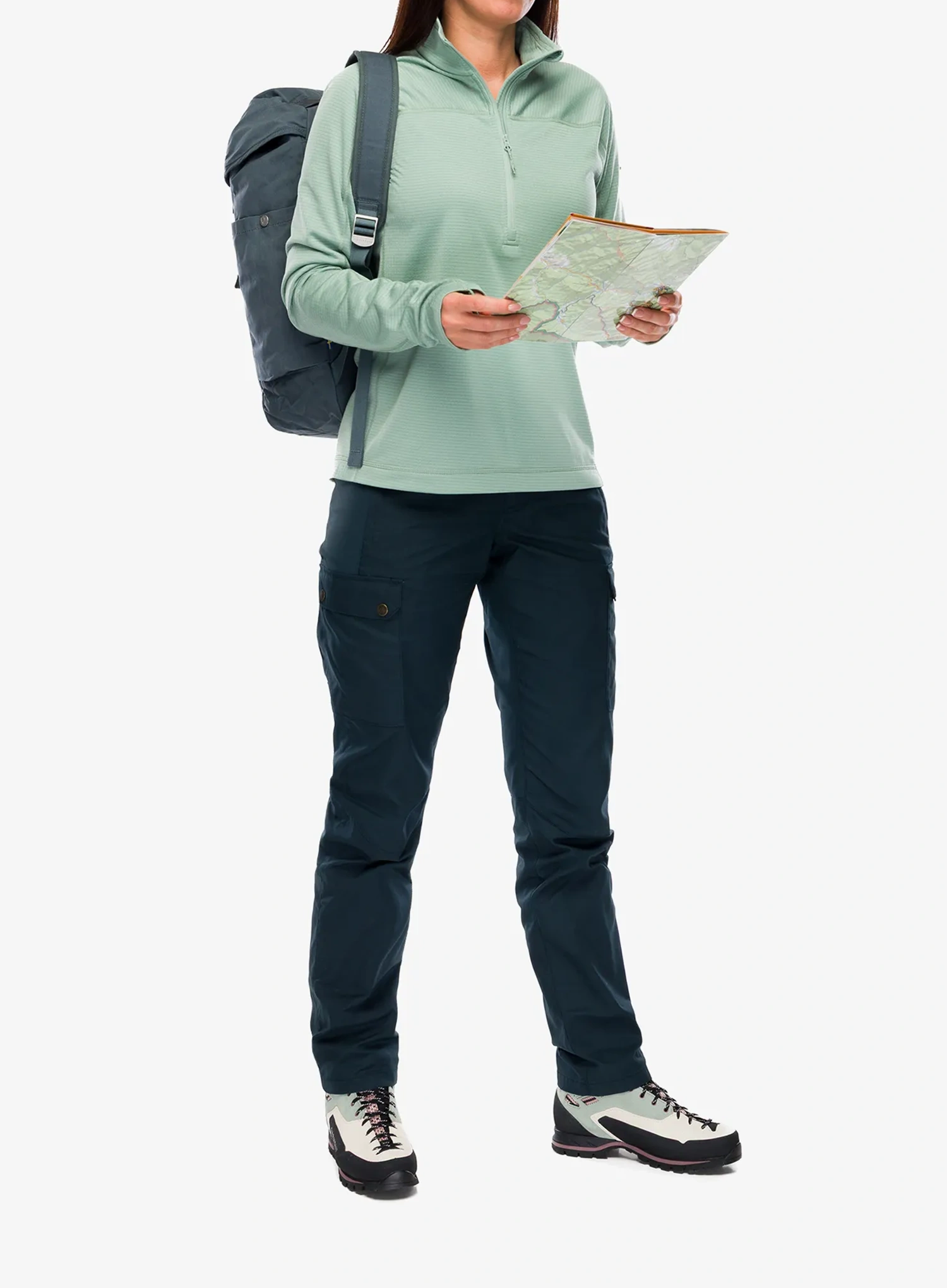 Dámská mikina Fjallraven Abisko Lite Fleece Half Zip - misty green