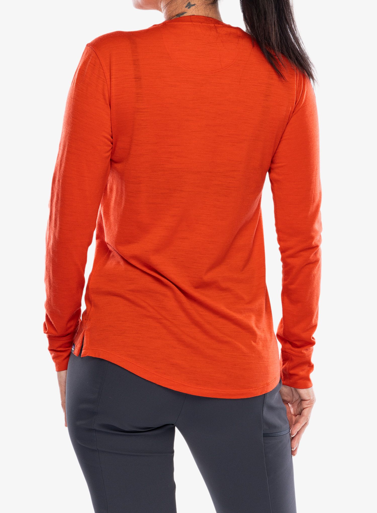 Dámská mikina Patagonia L/S Cap Cool Merino Graphic - outline text logo madder red