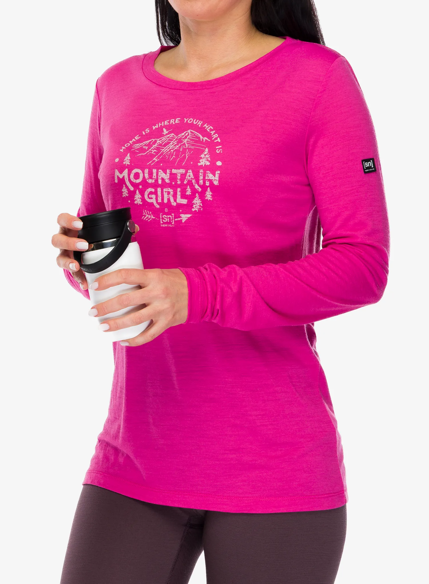Dámská mikina Super.natural Mountain Girl LS - pinky rose/white stone