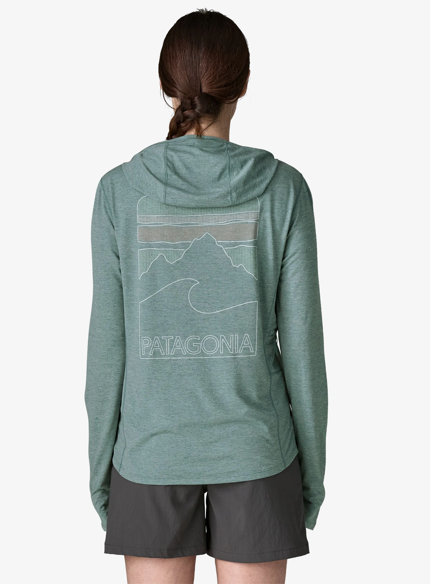 Dámská mikina s kapucí Patagonia Cap Cool Sun Hoody Peak Visions - nouveau green/blue sage x-dye