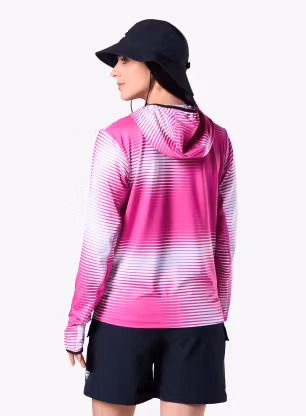 Dámská mikina s kapucí Rossignol Westweg Sun Hoodie - electric fuchsia line fog