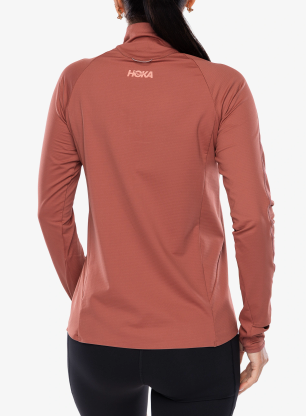 Mikina na běhání dámská Hoka GlideTech Quarter Zip - rouge
