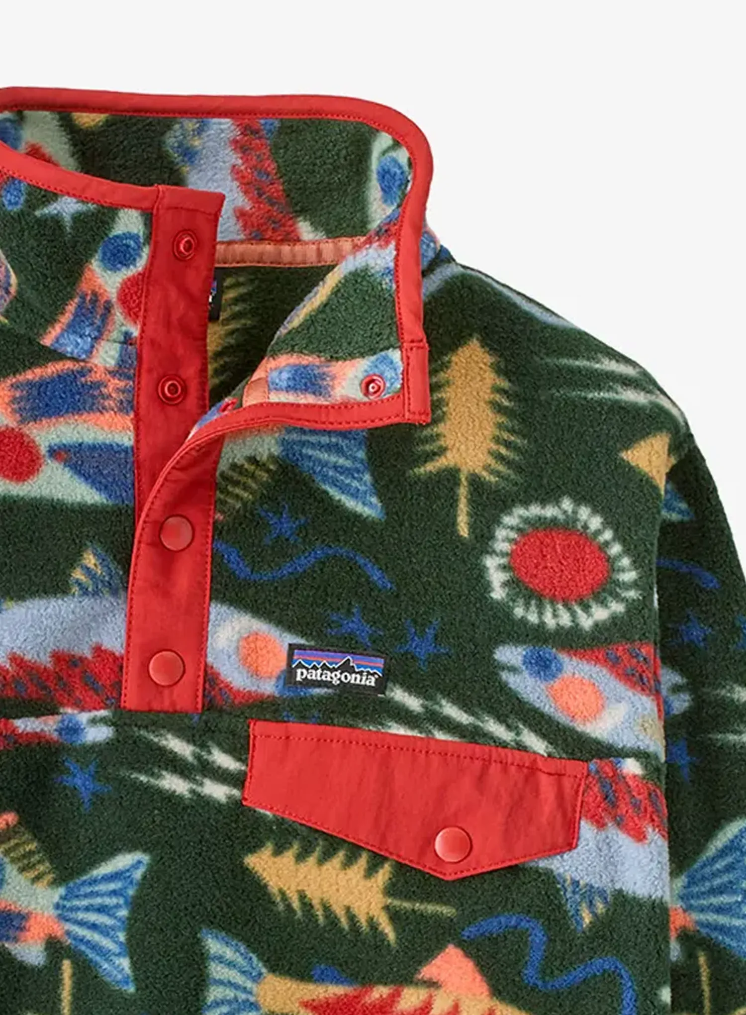 Dětská mikina Patagonia LW Synchilla Snap-T Pullover - salmon energy/old growth green
