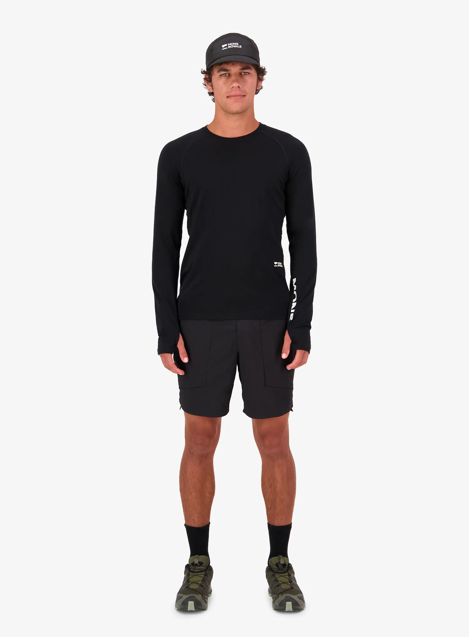 Mikina Mons Royale Temple Merino Long Sleeve - black
