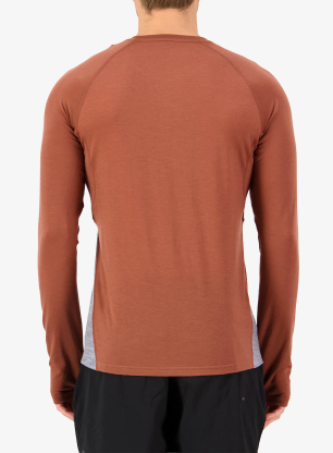 Mikina Mons Royale Temple Merino Long Sleeve - cinnamon/grey heather