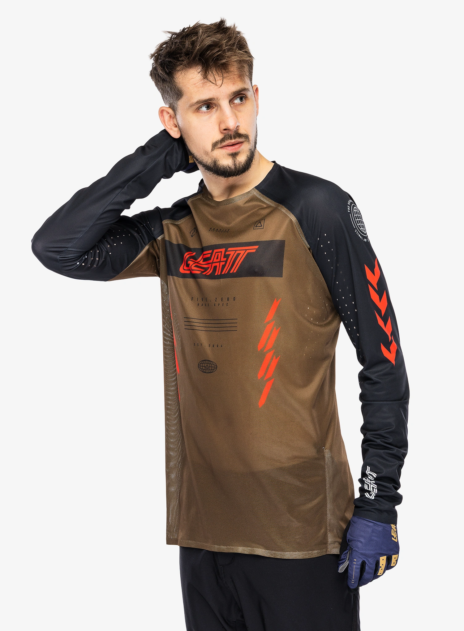 Cyklistická mikina Leatt MTB 5.0 Gravity Jersey - race brown