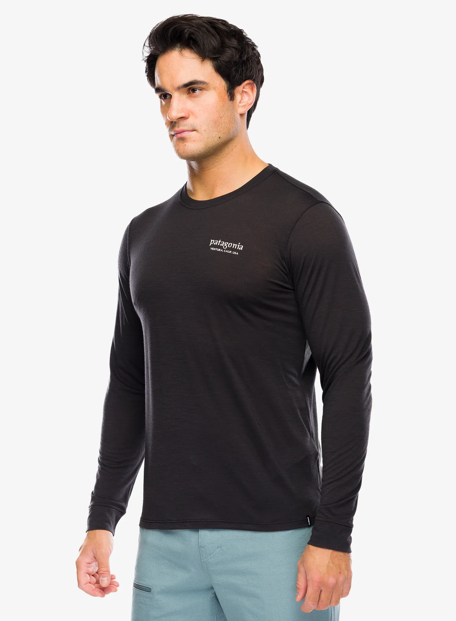 Mikina Patagonia L/S Cap Cool Merino Graphic Shirt - black