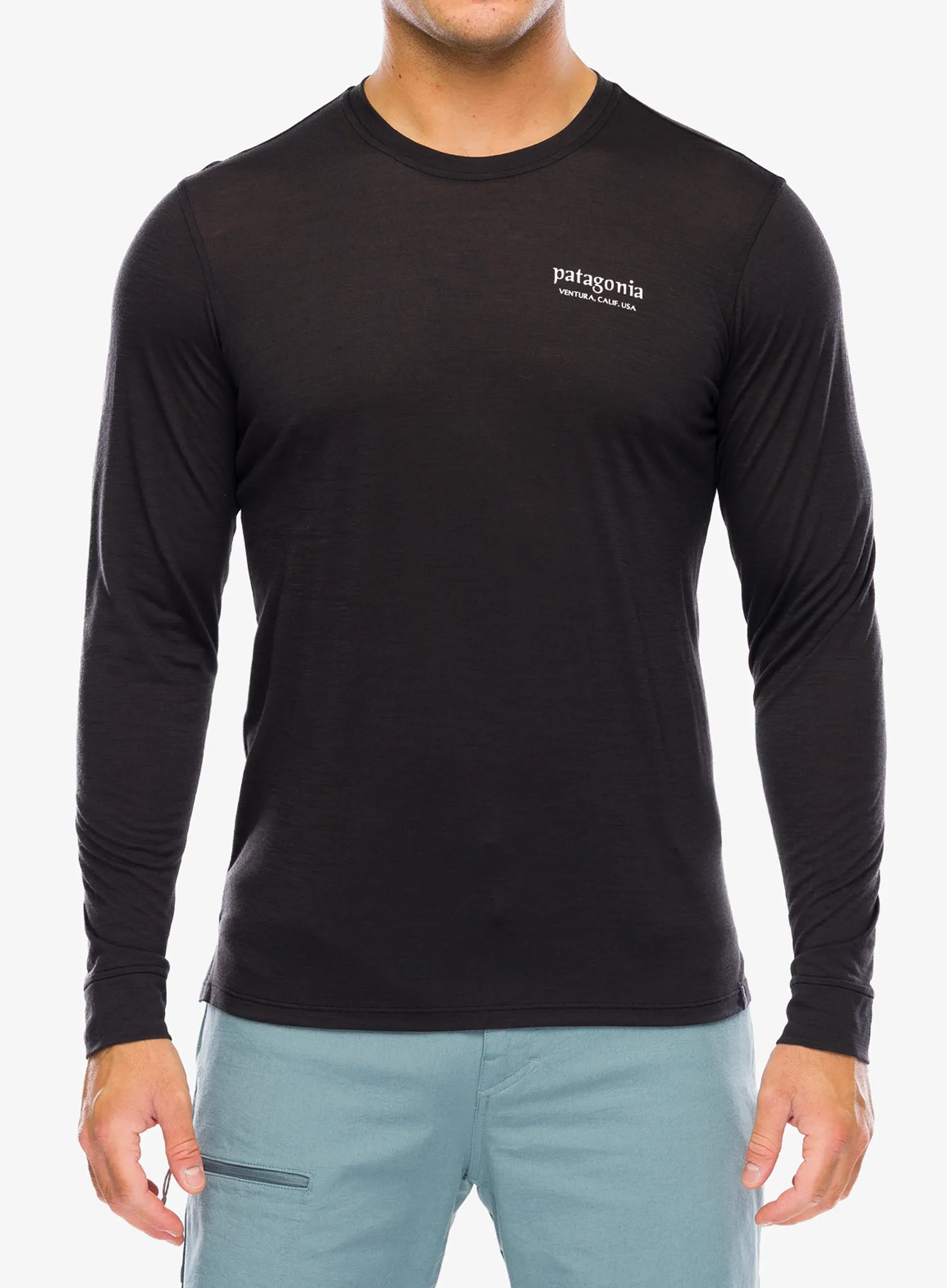 Mikina Patagonia L/S Cap Cool Merino Graphic Shirt - black