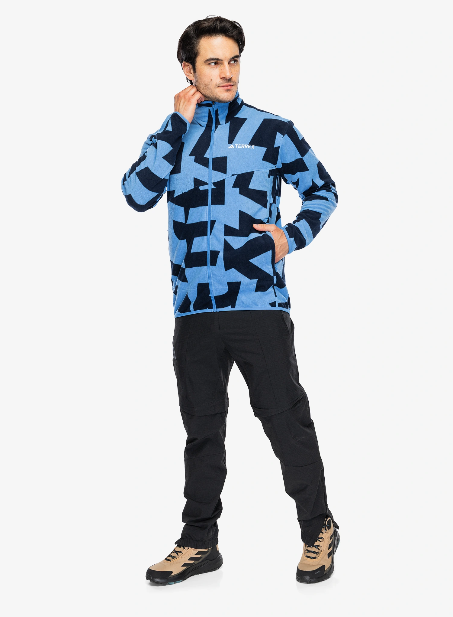 Fleece mikina adidas TERREX Multi Printed Full-Zip Fleece Jacket - ray blue/legend ink