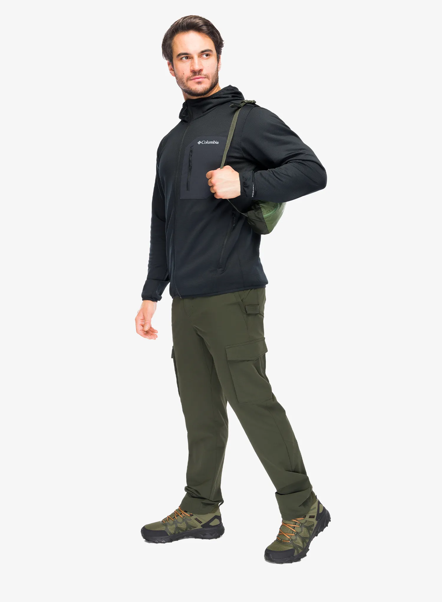 Fleece mikina Columbia Tall Heights Hooded Grid Fleece Full Zip - black