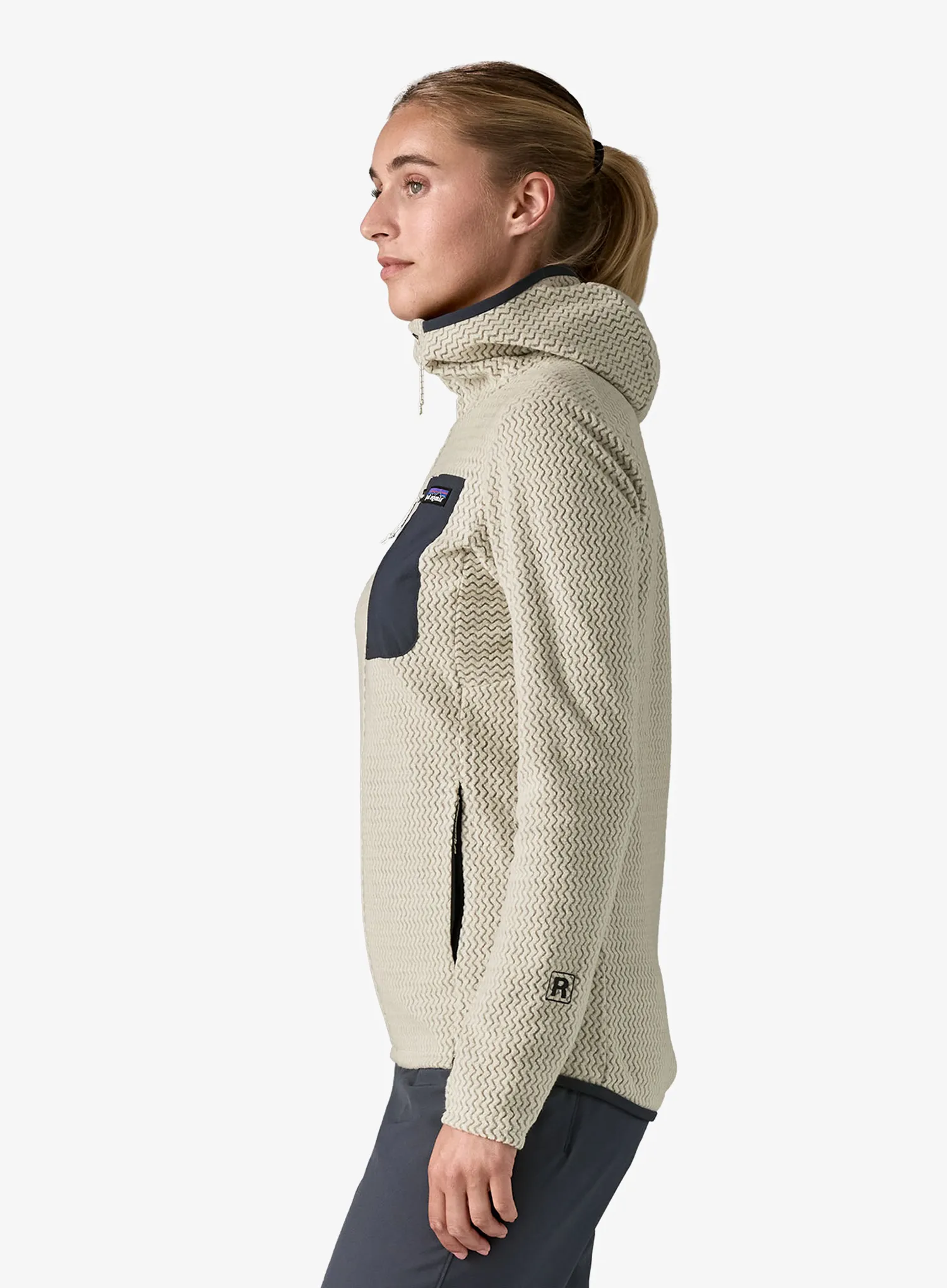 Fleece mikina dámská Patagonia R1 Air Full-Zip Hoody - wool white