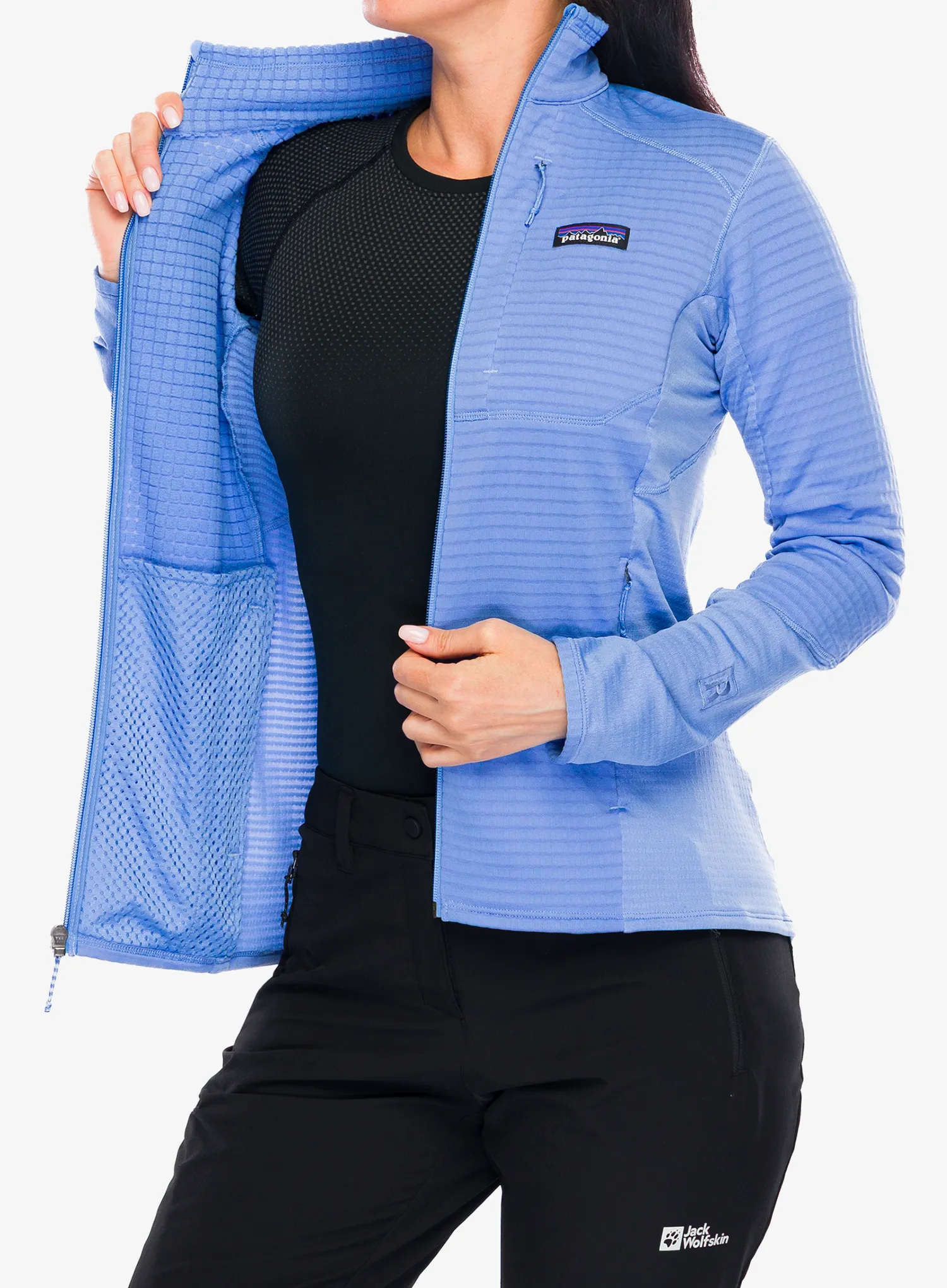 Fleece mikina dámská Patagonia R1 Hybrid Jacket - abundant blue