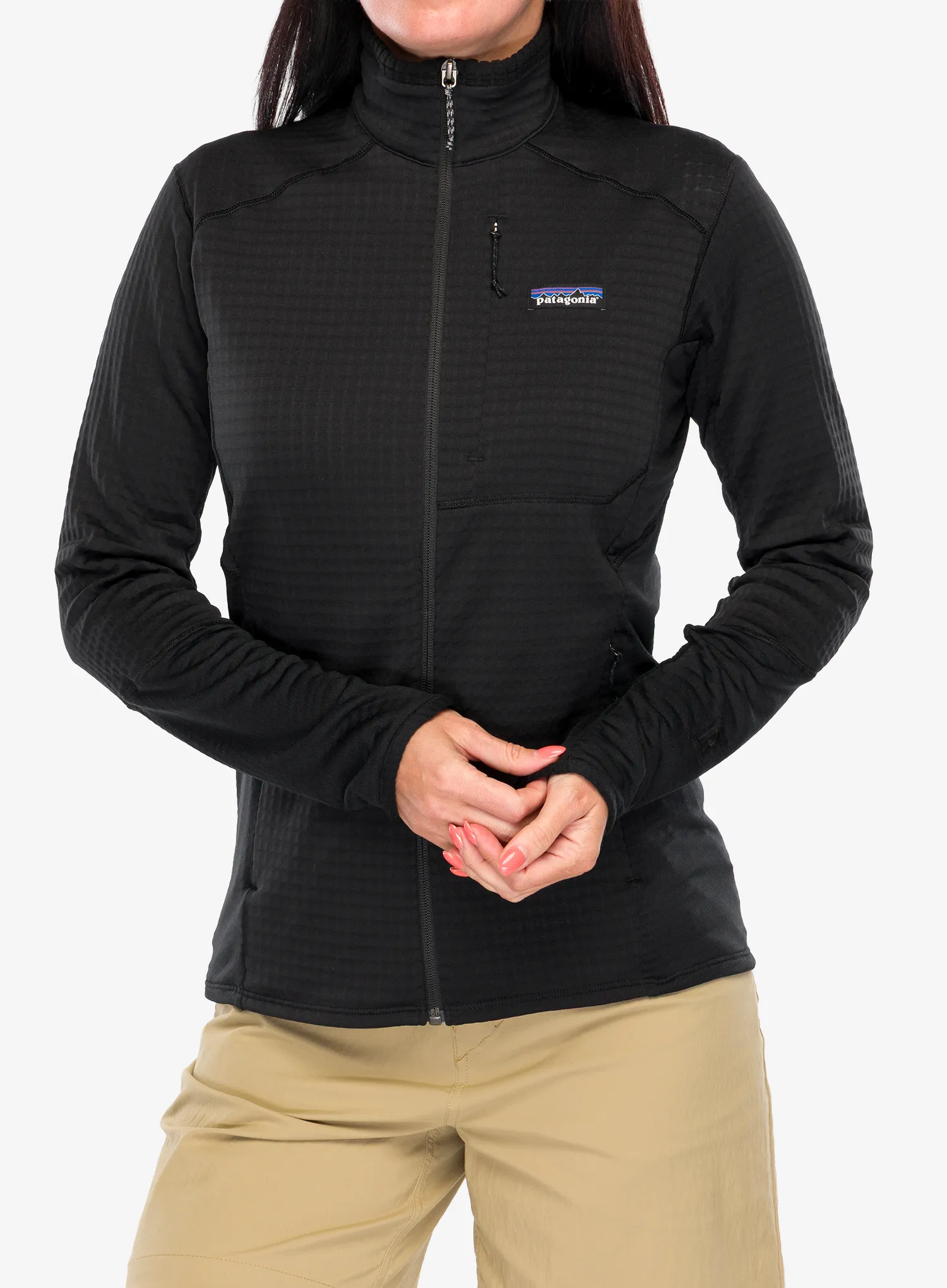 Fleece mikina dámská Patagonia R1 Hybrid Jacket - black