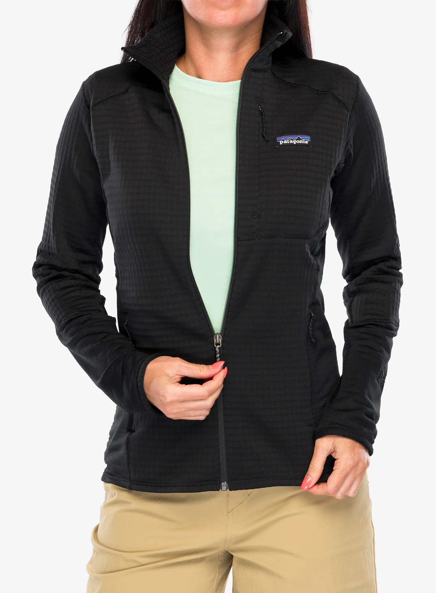 Fleece mikina dámská Patagonia R1 Hybrid Jacket - black