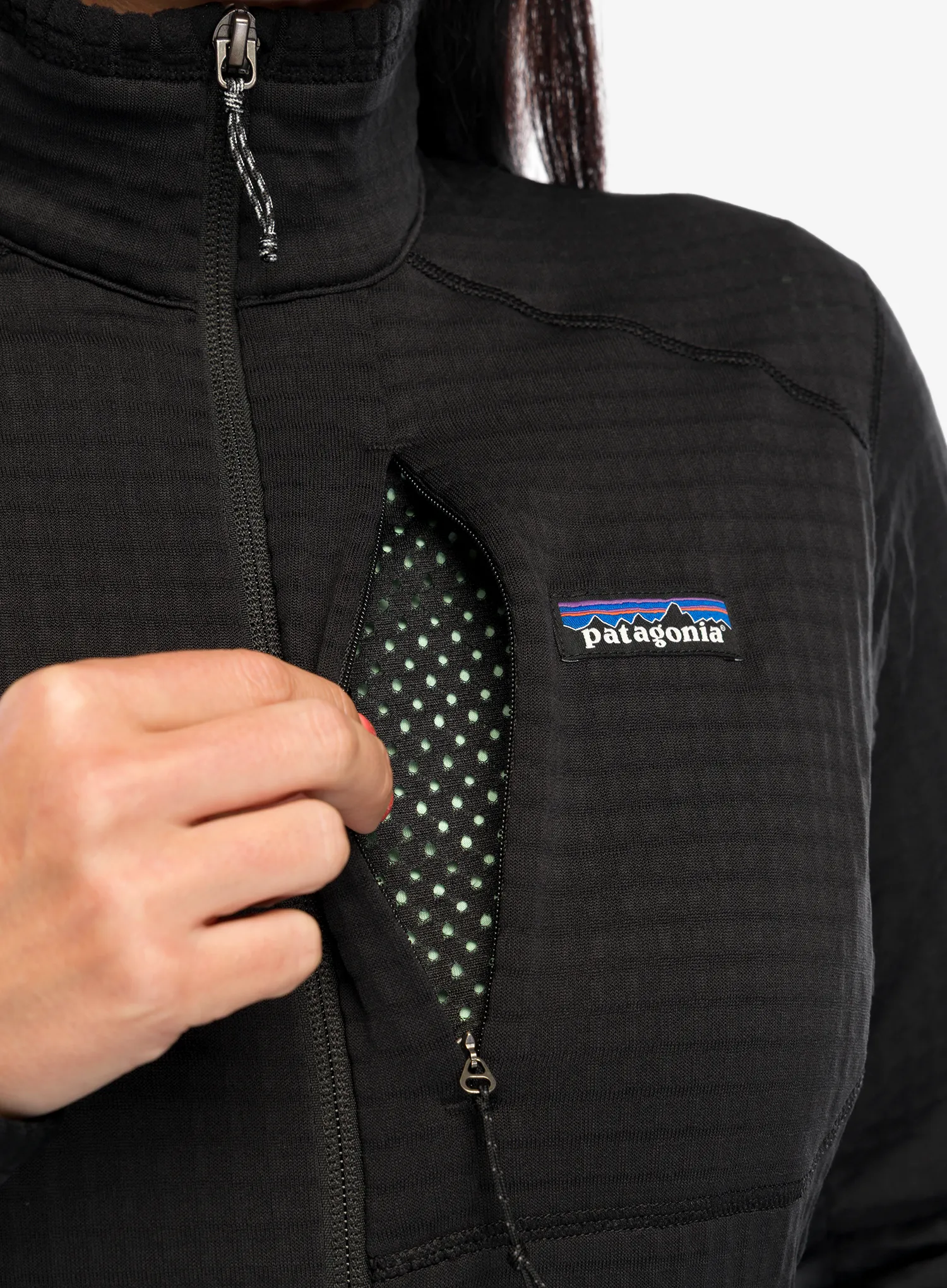 Fleece mikina dámská Patagonia R1 Hybrid Jacket - black
