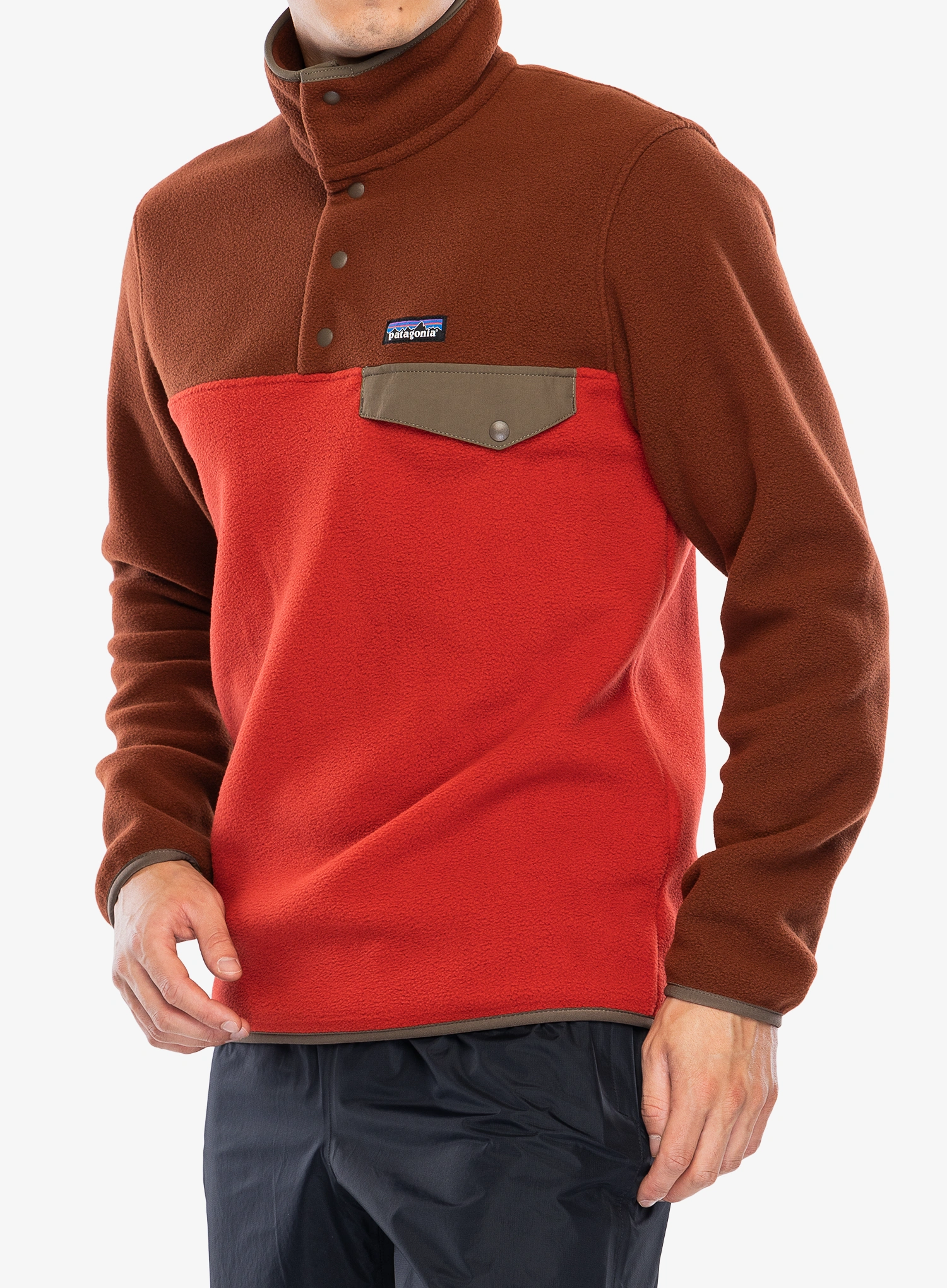 Fleece mikina Patagonia Lightweight Synch Snap-T Pullover - amanita red