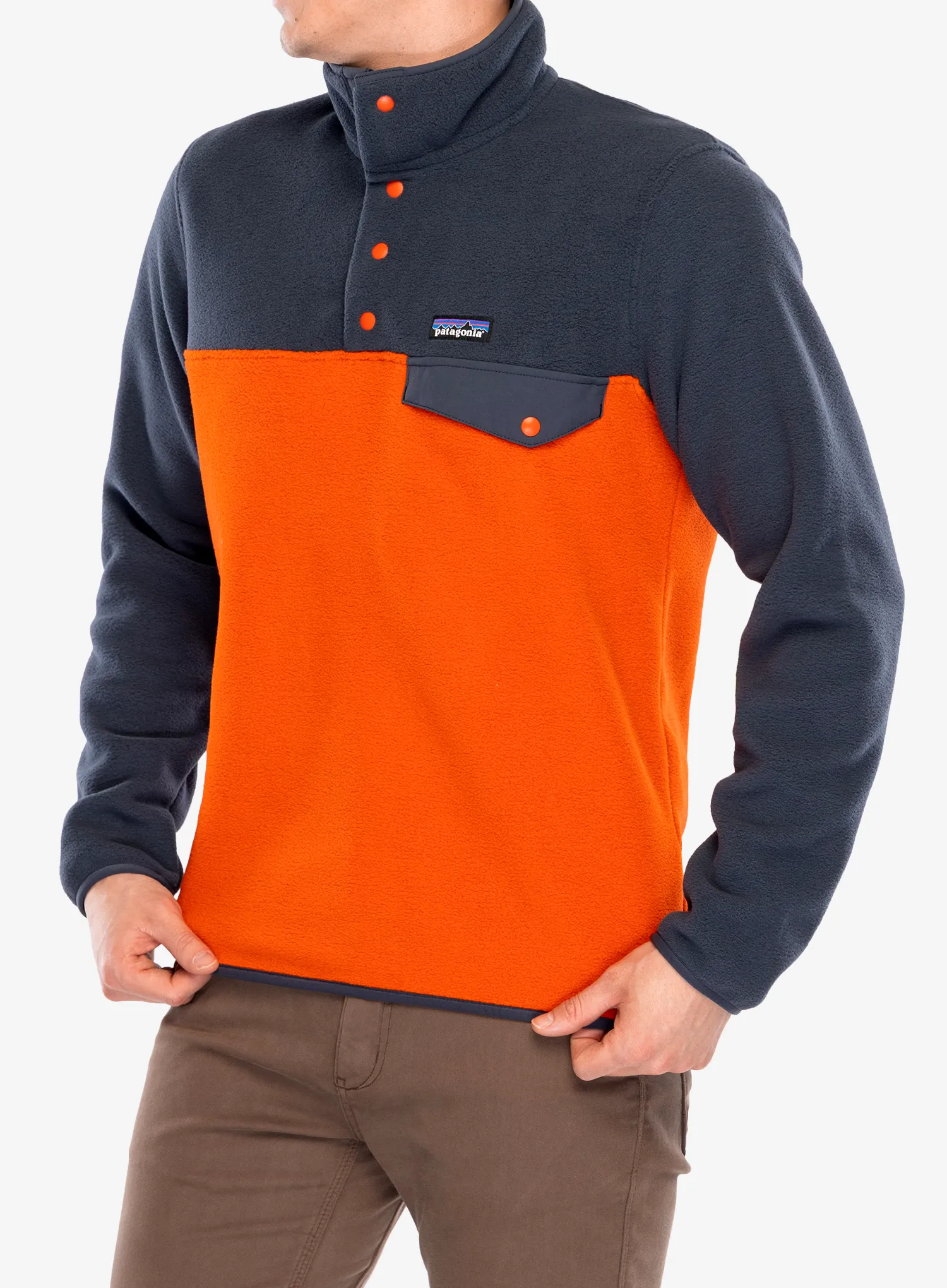 Fleece mikina Patagonia Lightweight Synch Snap-T Pullover - pollinator orange
