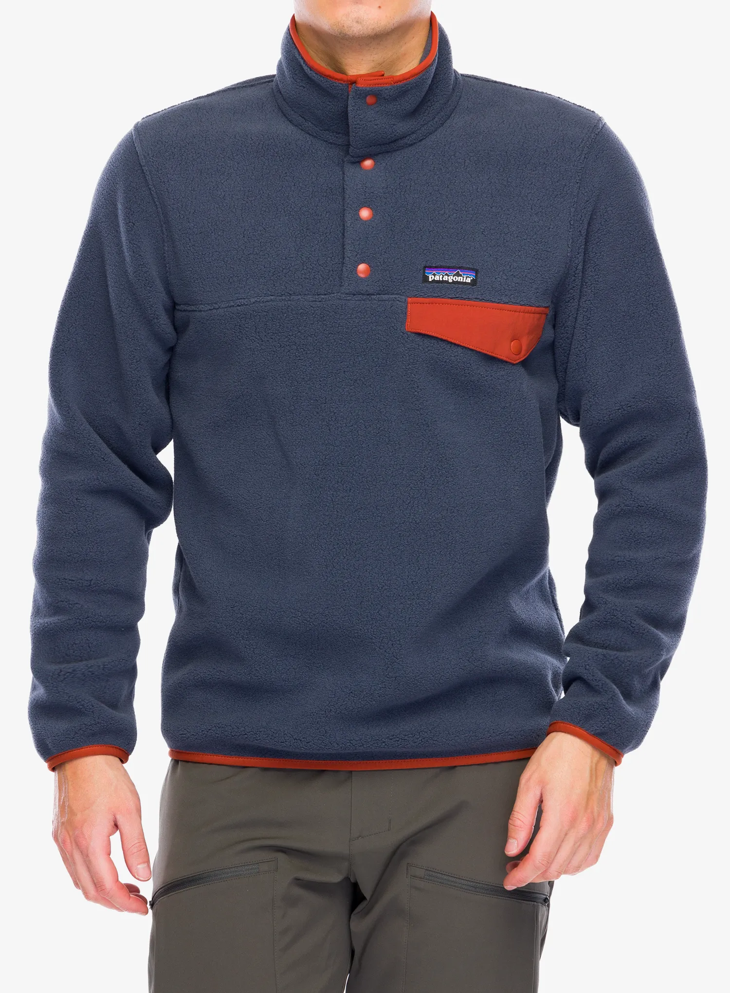 Fleece mikina Patagonia Lightweight Synch Snap-T Pullover - smolder blue/burnished red