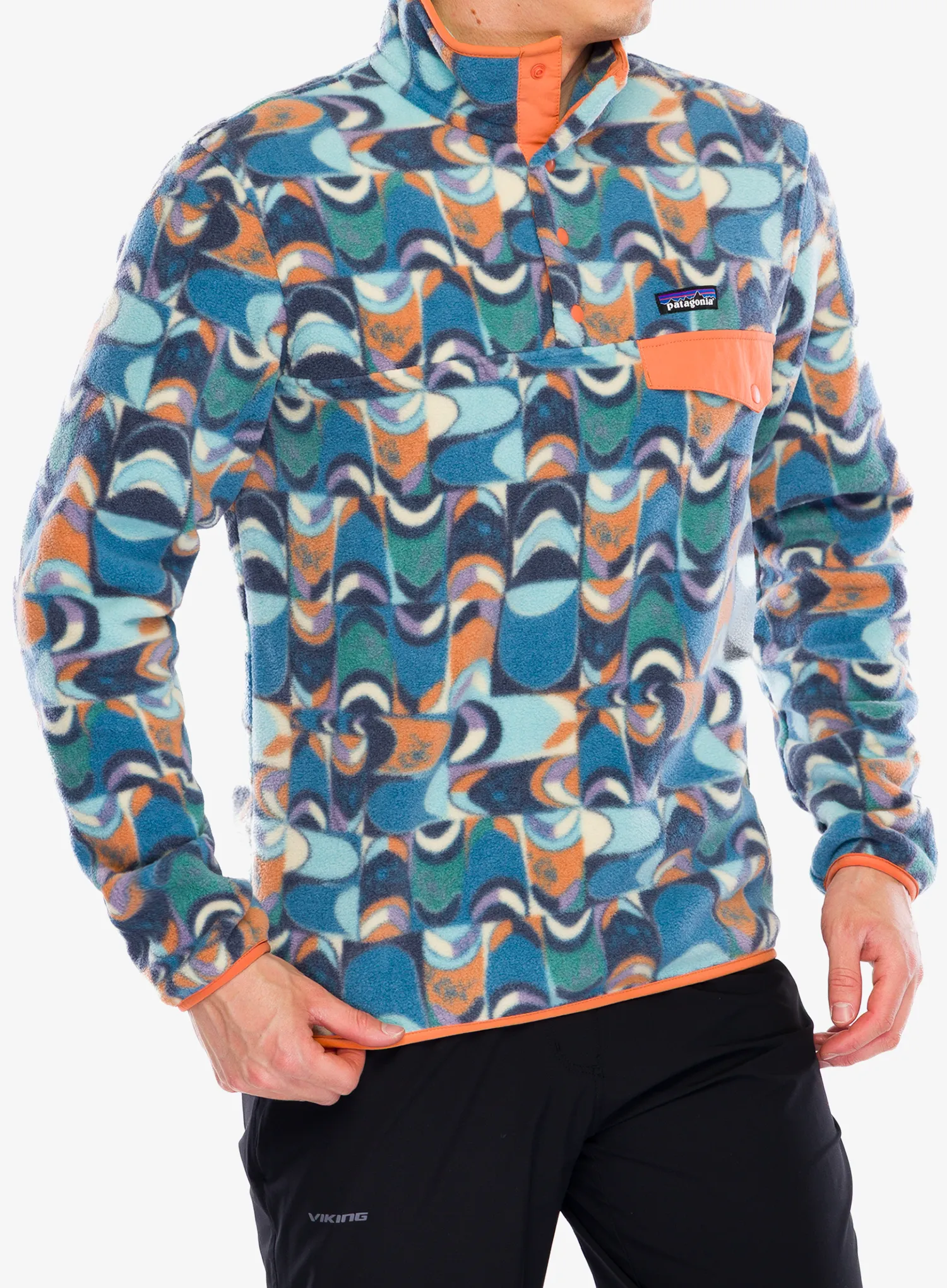 Fleece mikina Patagonia Lightweight Synch Snap-T Pullover - swallowtail geo/still blue