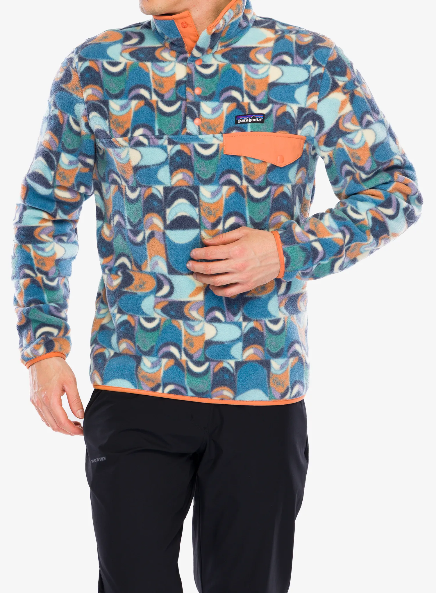Fleece mikina Patagonia Lightweight Synch Snap-T Pullover - swallowtail geo/still blue