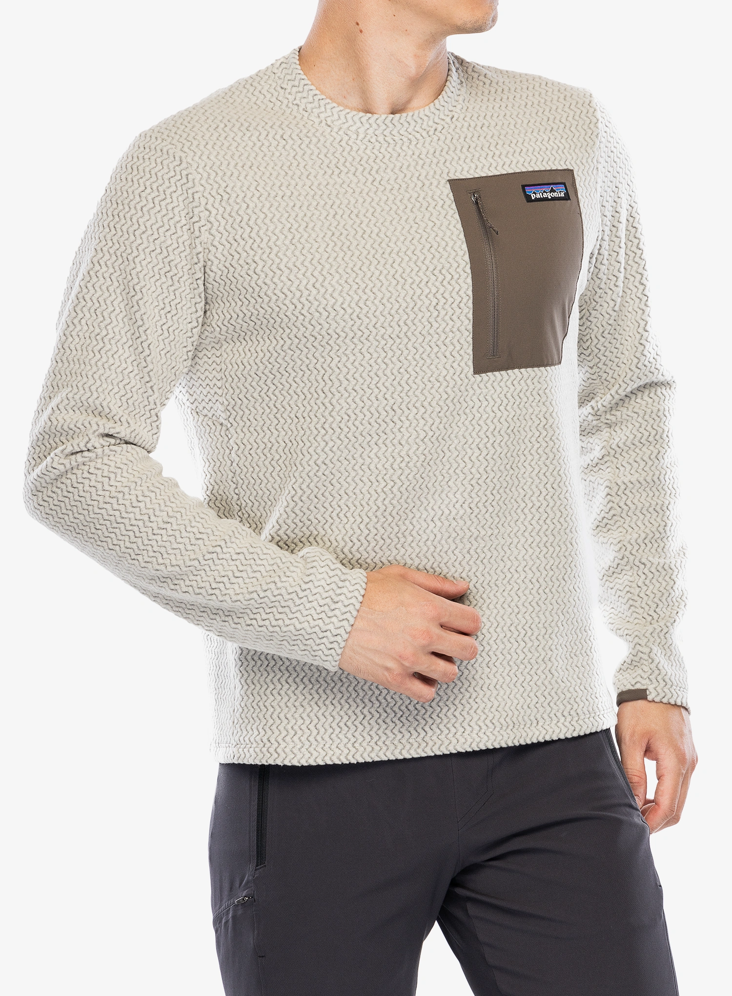 Fleece mikina Patagonia R1 Air Crew - pelican