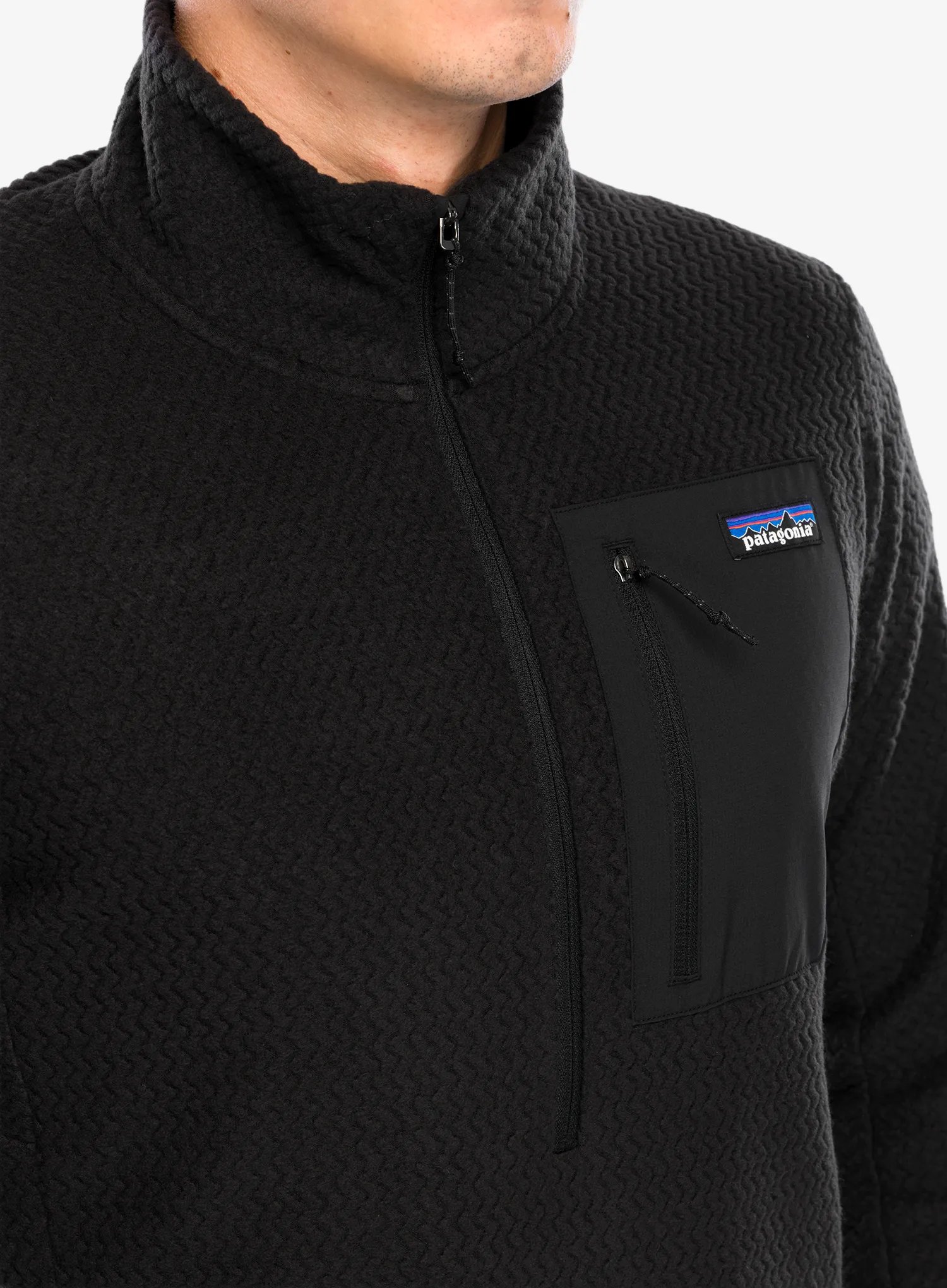 Fleece mikina Patagonia R1 Air Zip Neck - black