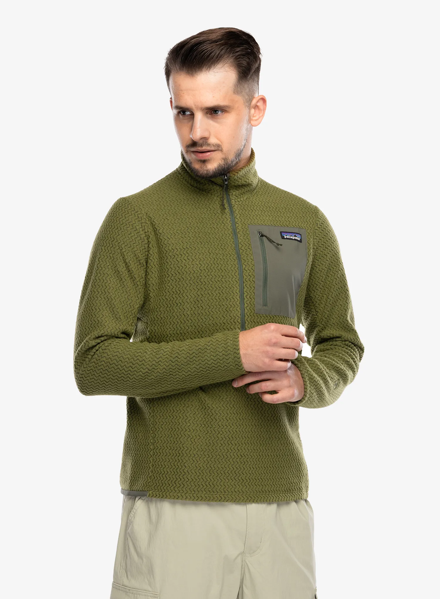 Fleece mikina Patagonia R1 Air Zip Neck - caper green