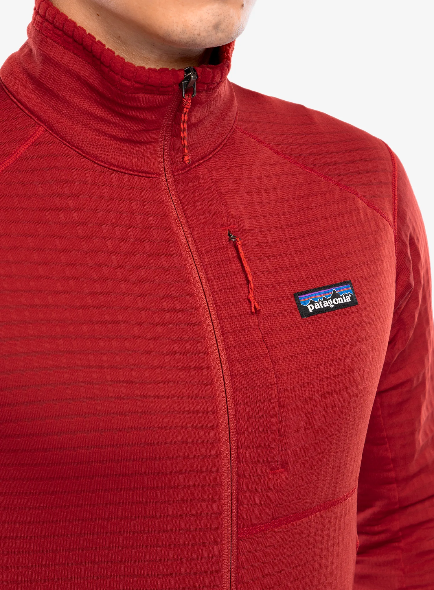 Fleece mikina Patagonia R1 Hybrid Jacket - amanita red