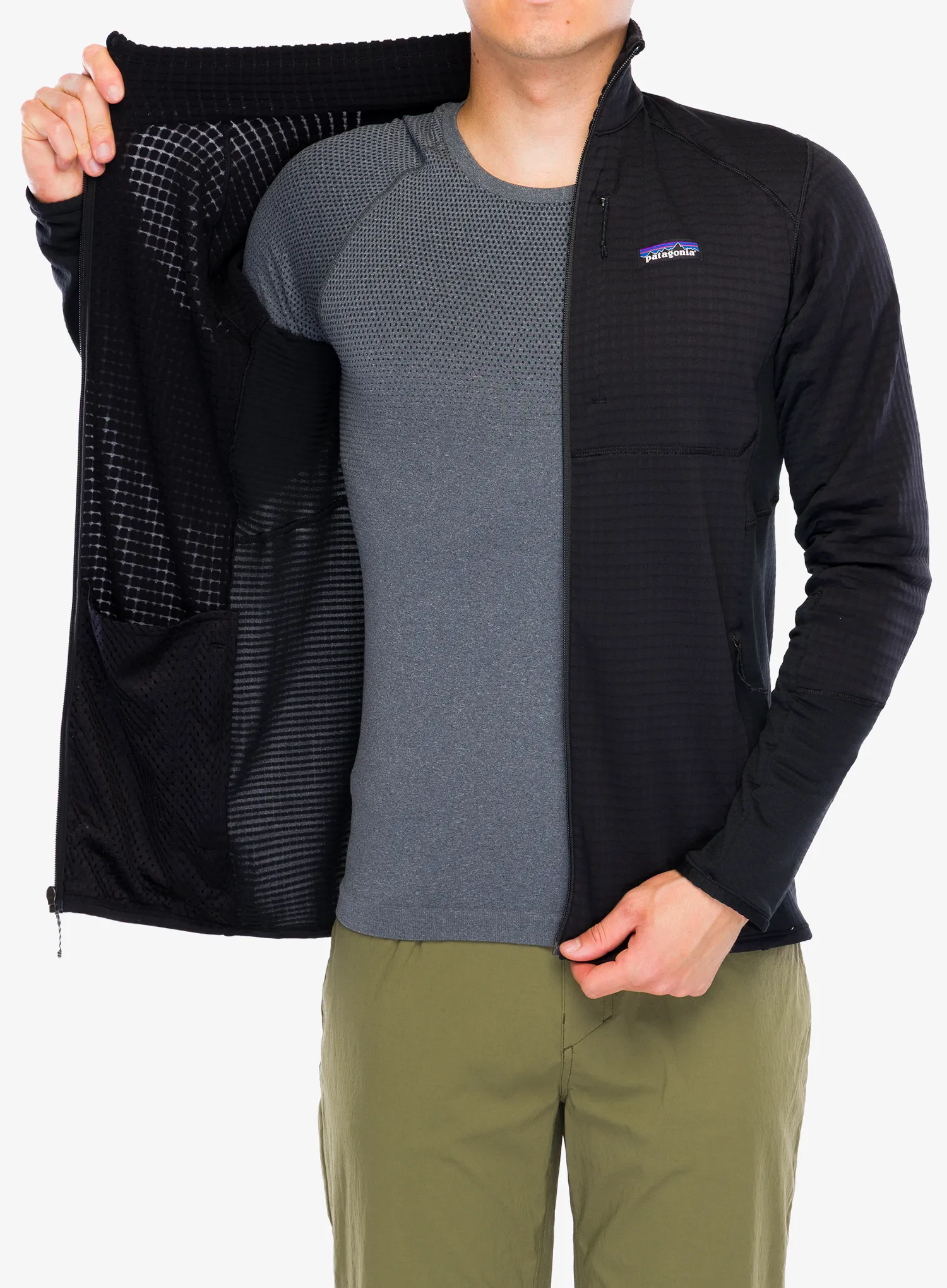 Fleece mikina Patagonia R1 Hybrid Jacket - black