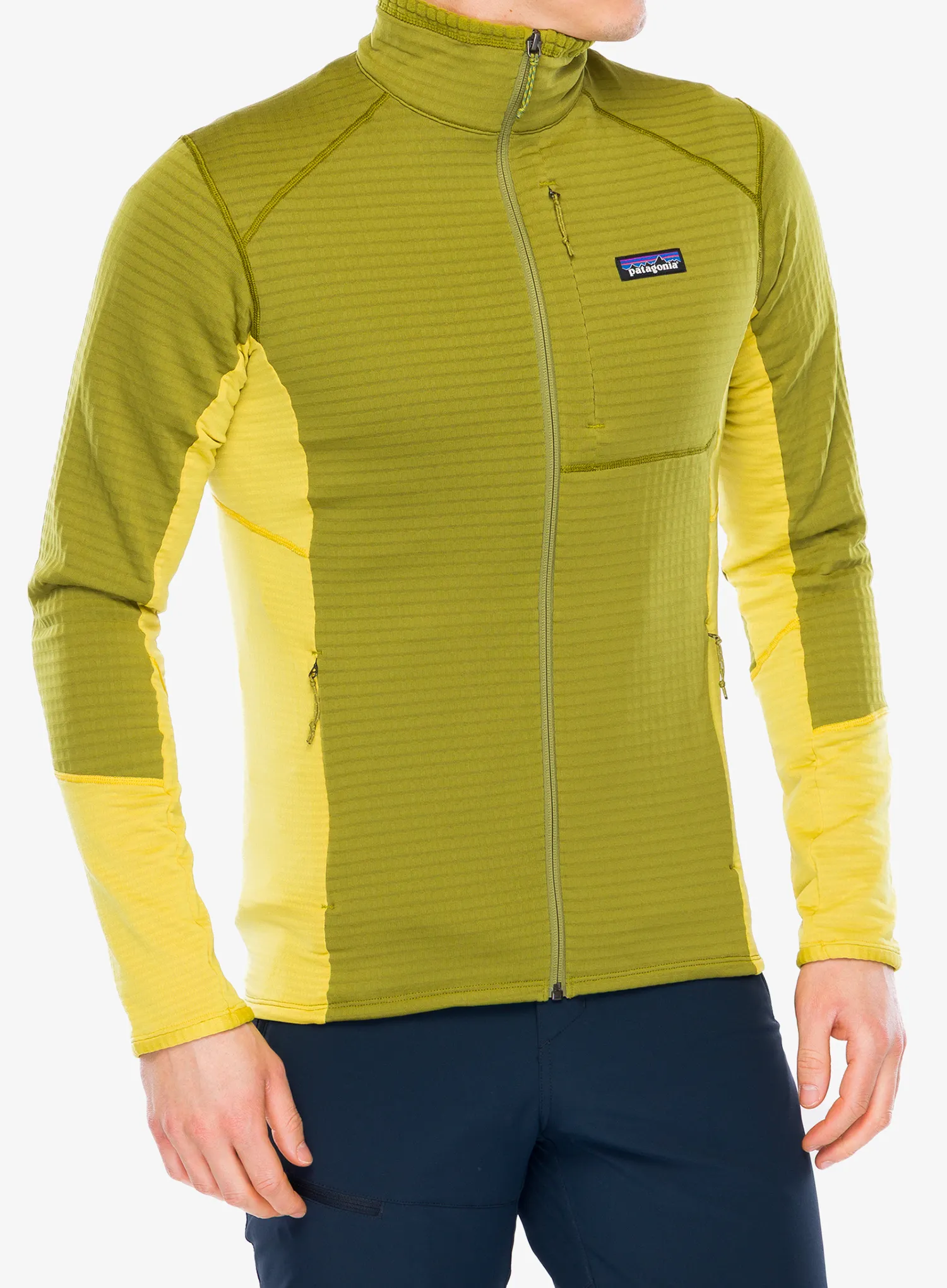 Fleece mikina Patagonia R1 Hybrid Jacket - graze green