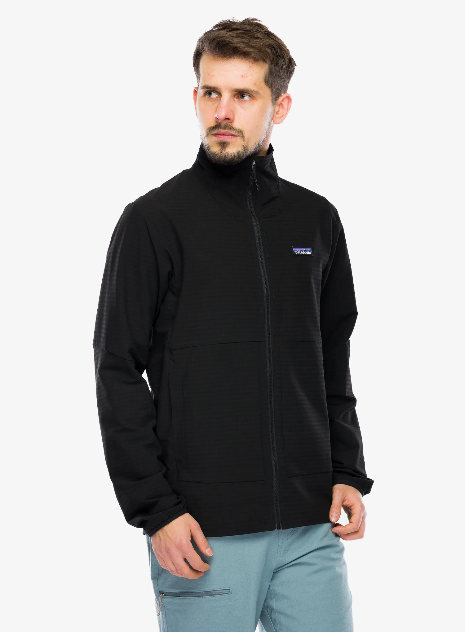 Fleece mikina Patagonia R1 TechFace JKT - black