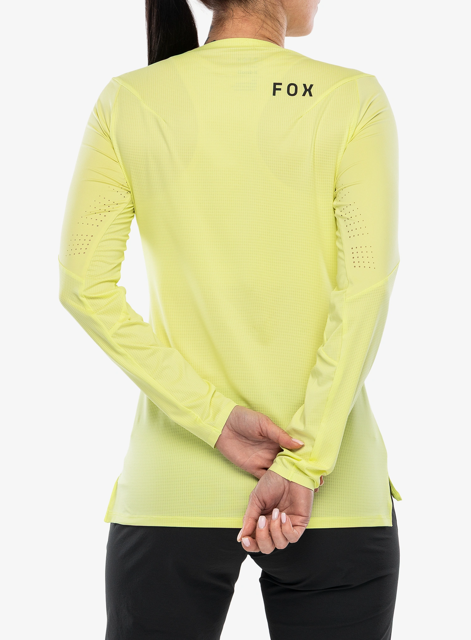 Cyklistická mikina dámská Fox Flexair LS Jersey - lime