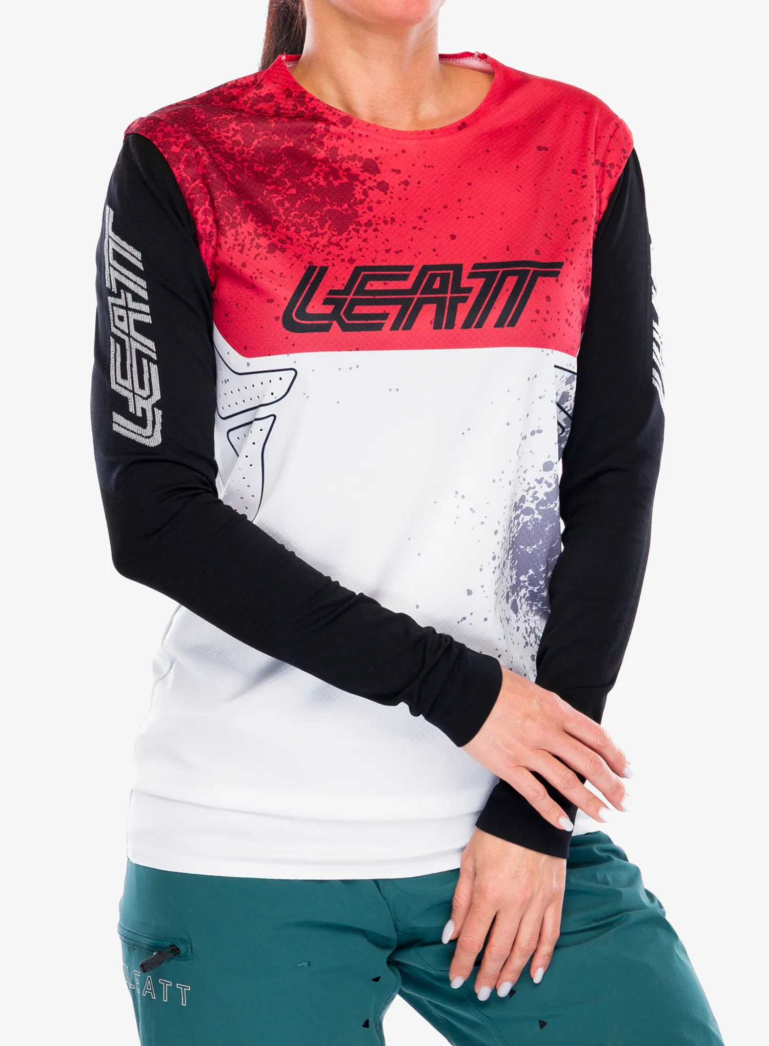 Cyklistická mikina Leatt Jersey MTB Gravity 5.0 - white