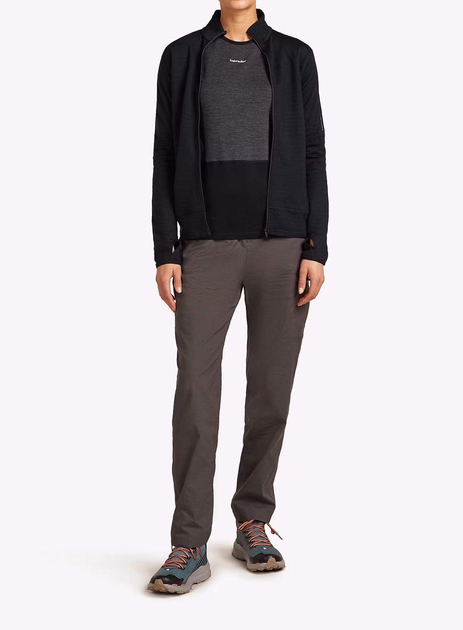 Dámská mikina na zip Icebreaker Merino Blend 300 RealFleece Descender LS Zip - black