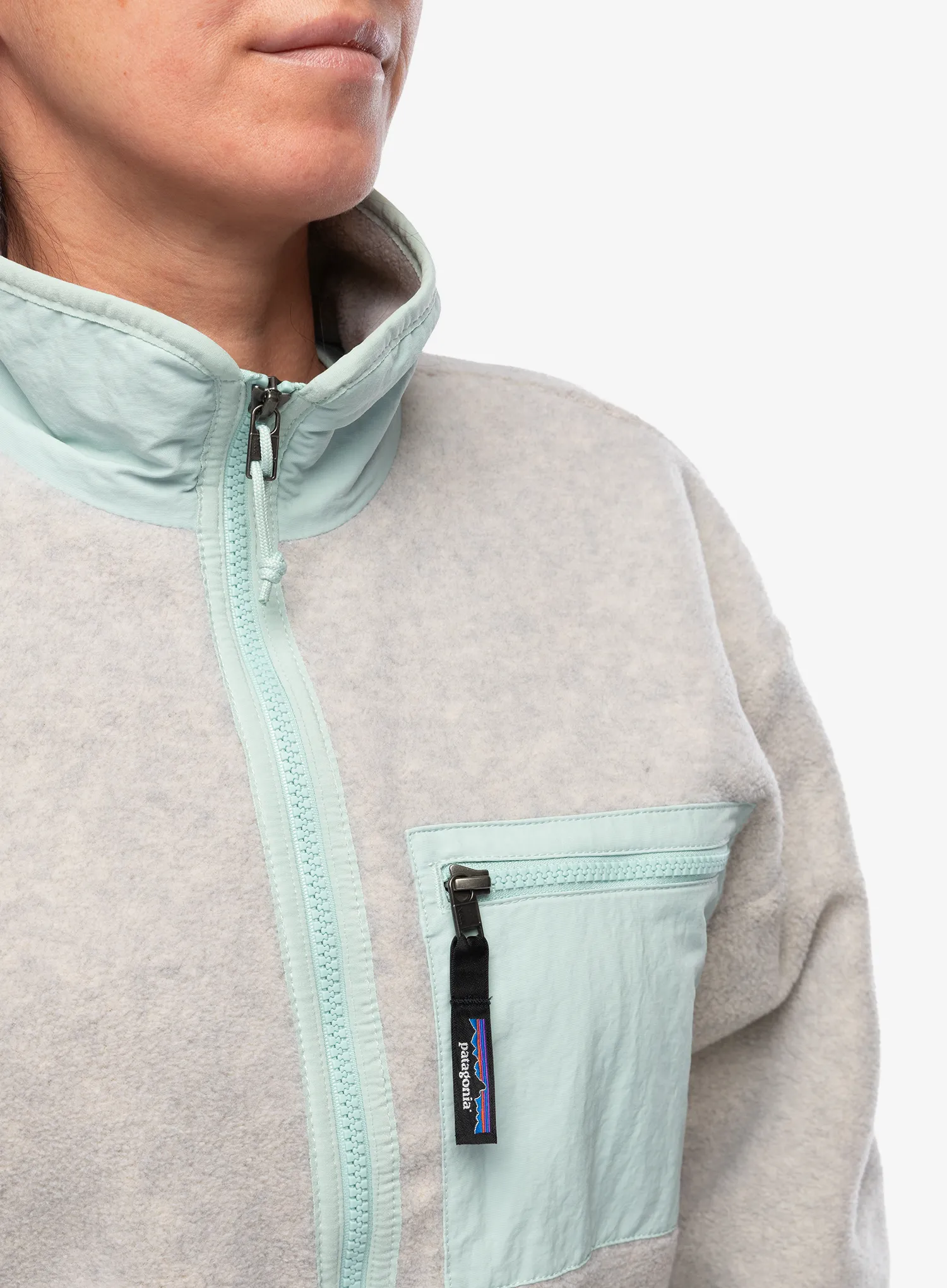 Dámská mikina na zip Patagonia Synch Jkt - oatmeal heather w/thin ice