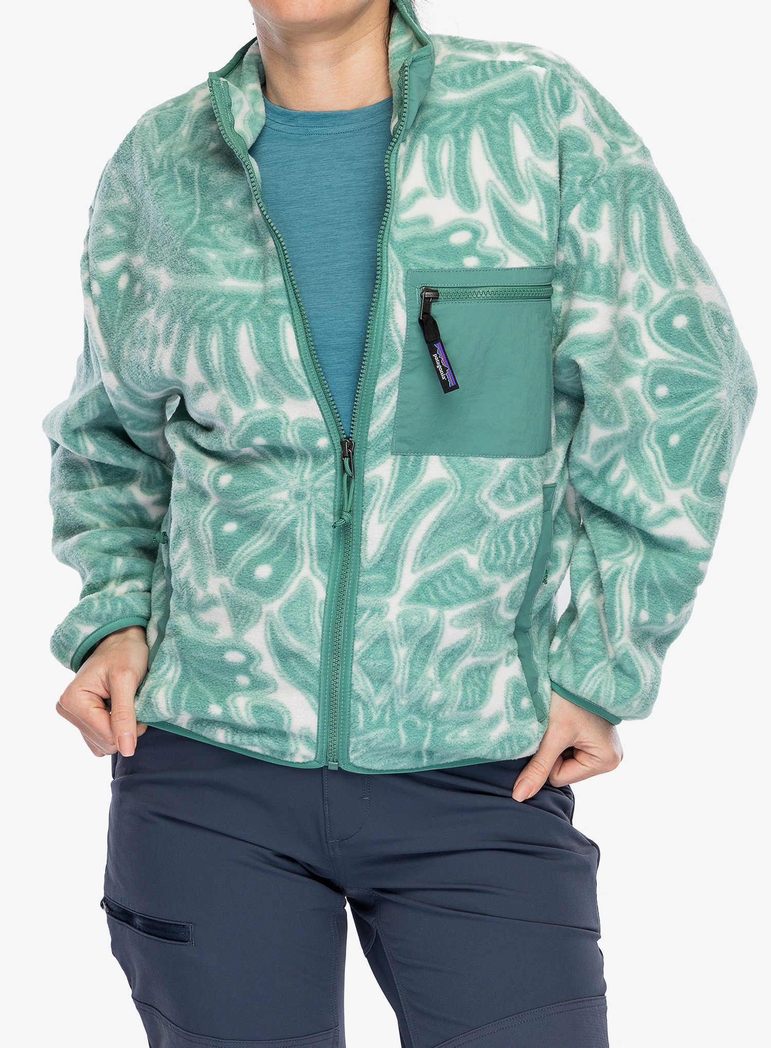 Dámská mikina na zip Patagonia Synchilla Jacket - bees and flowers/green