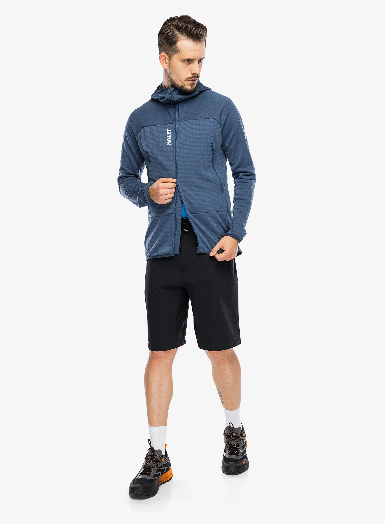 Rozepínací mikina Millet Fusion Grid Hoodie - dark denim