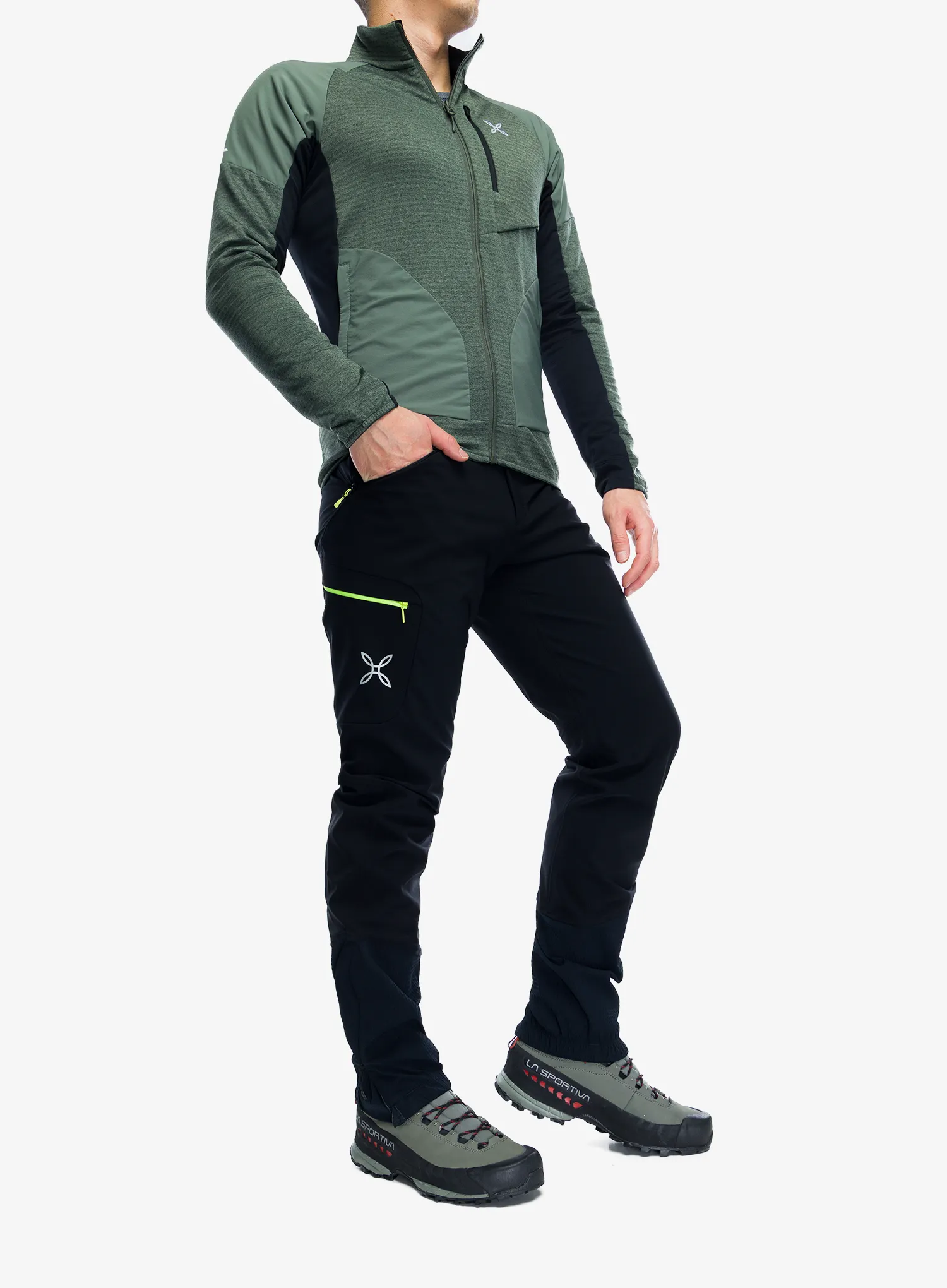 Rozepínací mikina Montura Thermal Grid 2 Maglia - sage green
