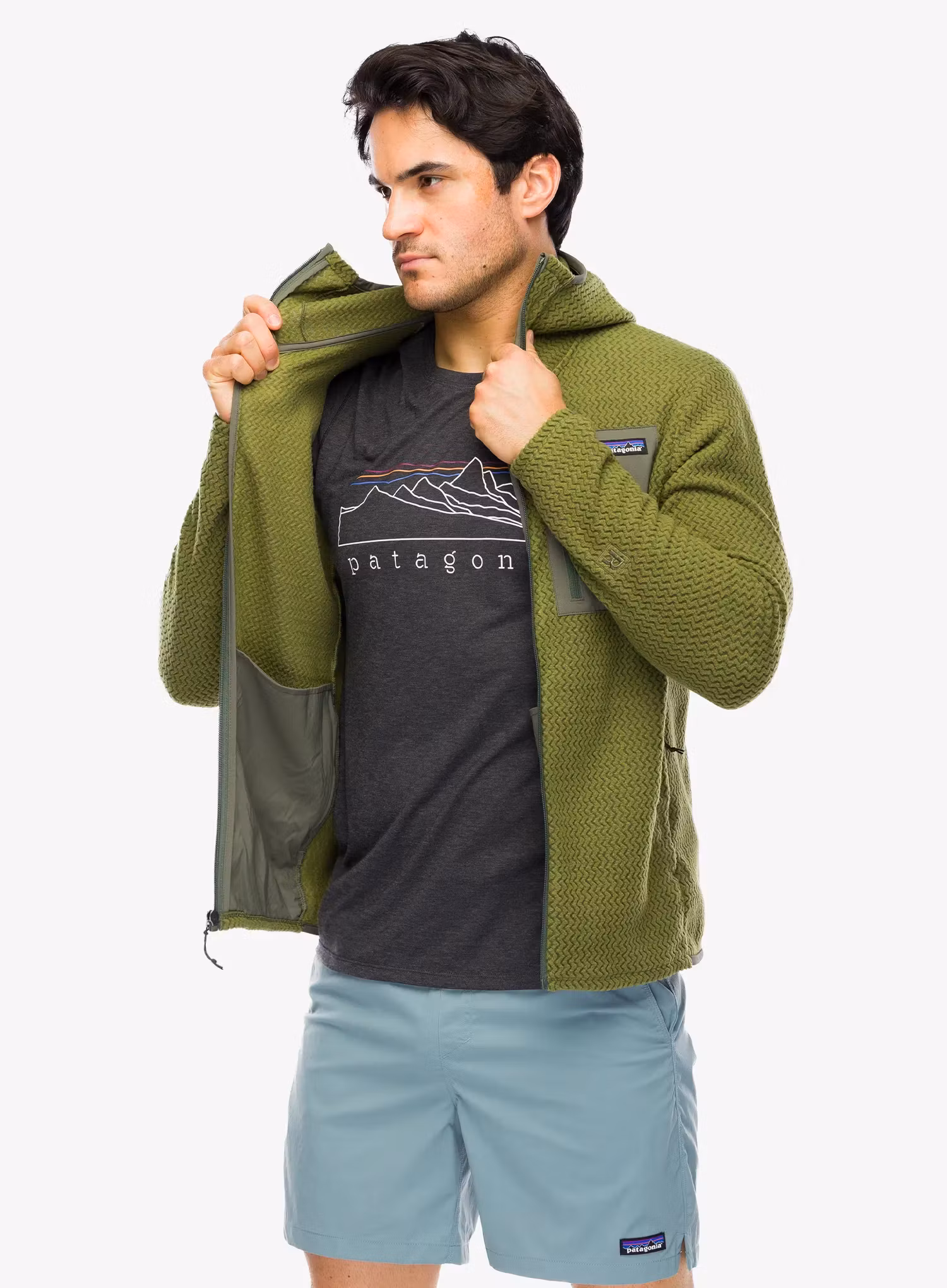 Rozepínací mikina Patagonia R1 Air Full-Zip Hoody - caper green