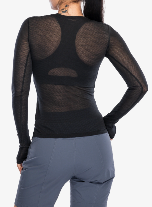Dámská funkční mikina Icebreaker Merino Blend 75 Cool-Lite Featherlight LS Crewe - black