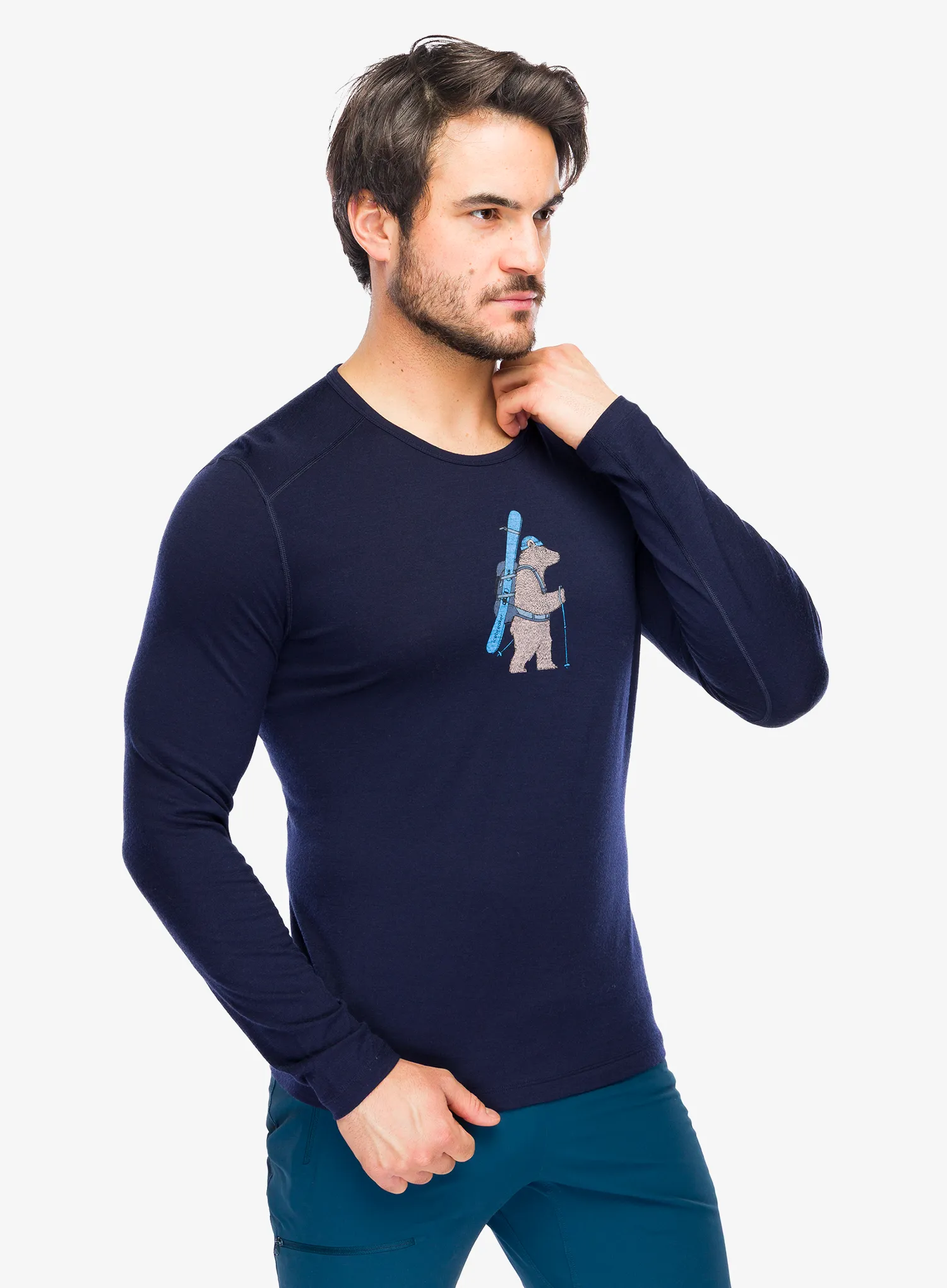 Funkční mikina Icebreaker Merino 200 Oasis LS Crewe Bear Tour - midnight navy