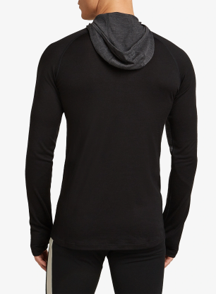 Funkční mikina Icebreaker Merino 200 Oasis+ LS Half Zip Hoodie - black/jet hthr/undyed/cb