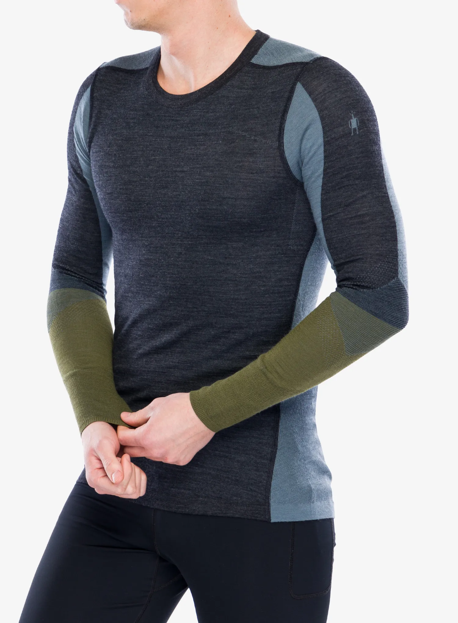 Funkční mikina Smartwool Intraknit Thermal Merino BL Colorblock Crew - charcoal/winter moss