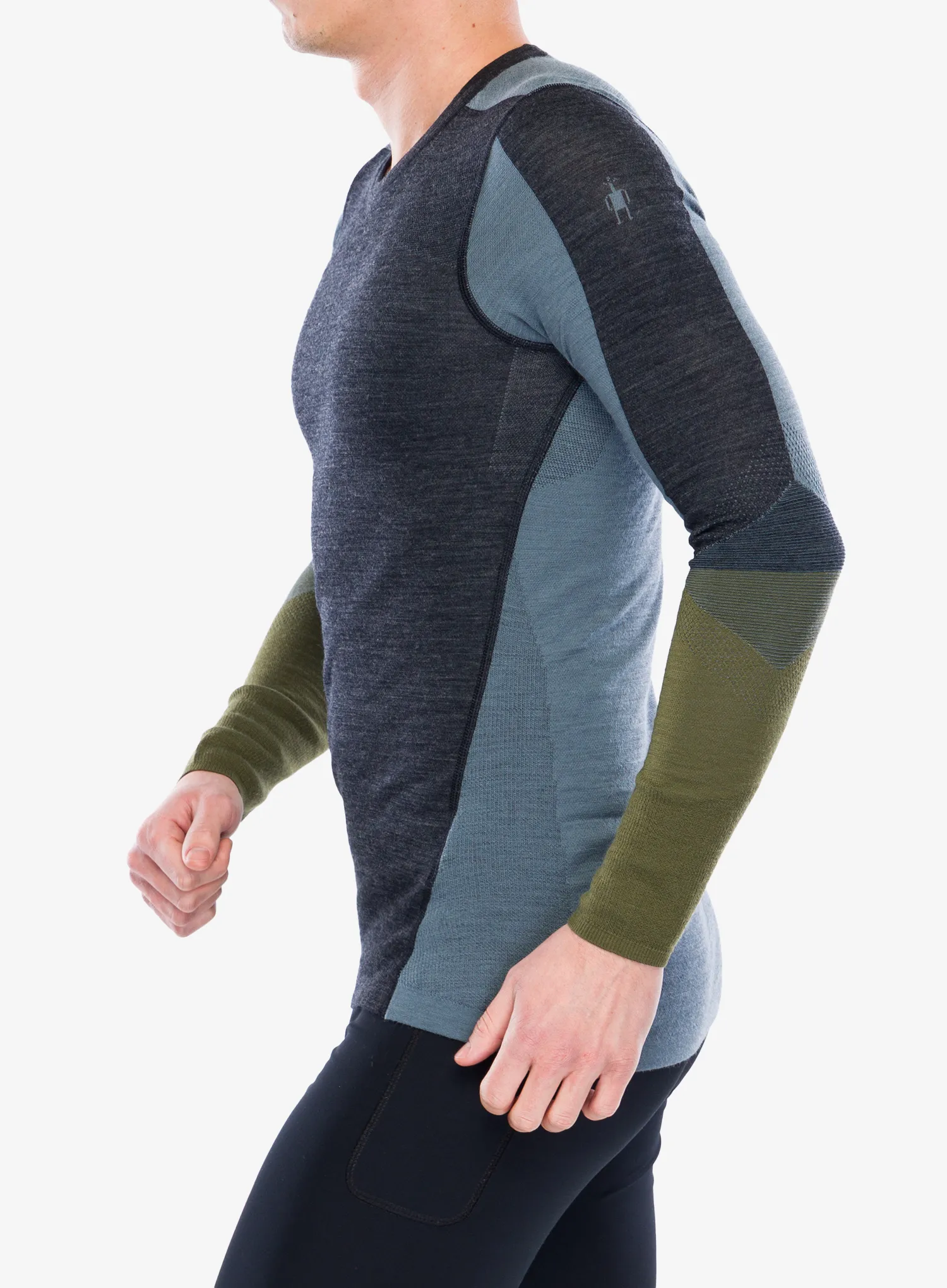 Funkční mikina Smartwool Intraknit Thermal Merino BL Colorblock Crew - charcoal/winter moss