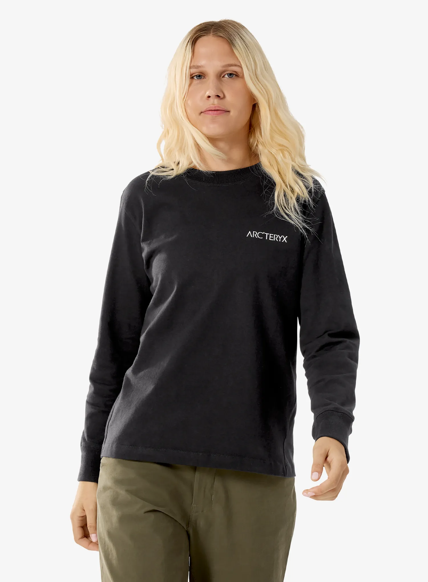 Dámská mikina na lezení Arcteryx Kragg Cotton Bird Crew LS - black/white