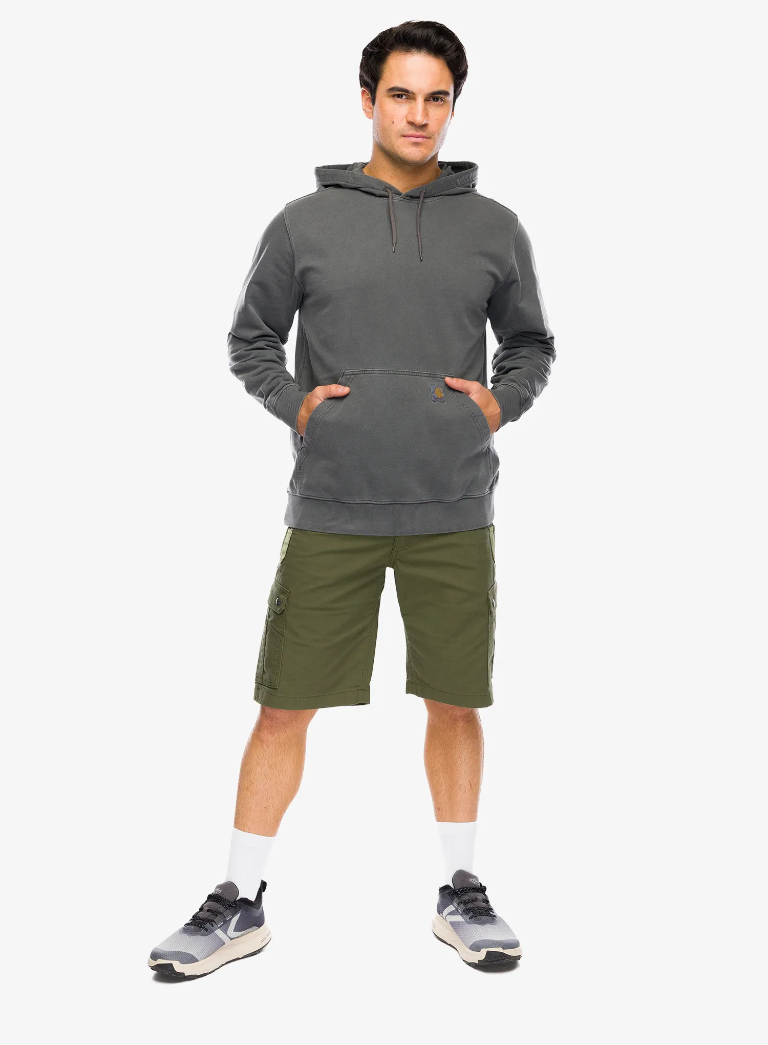 Mikina s kapucí Carhartt Durham Garment Dyed Logo Sweatshirt - shadow