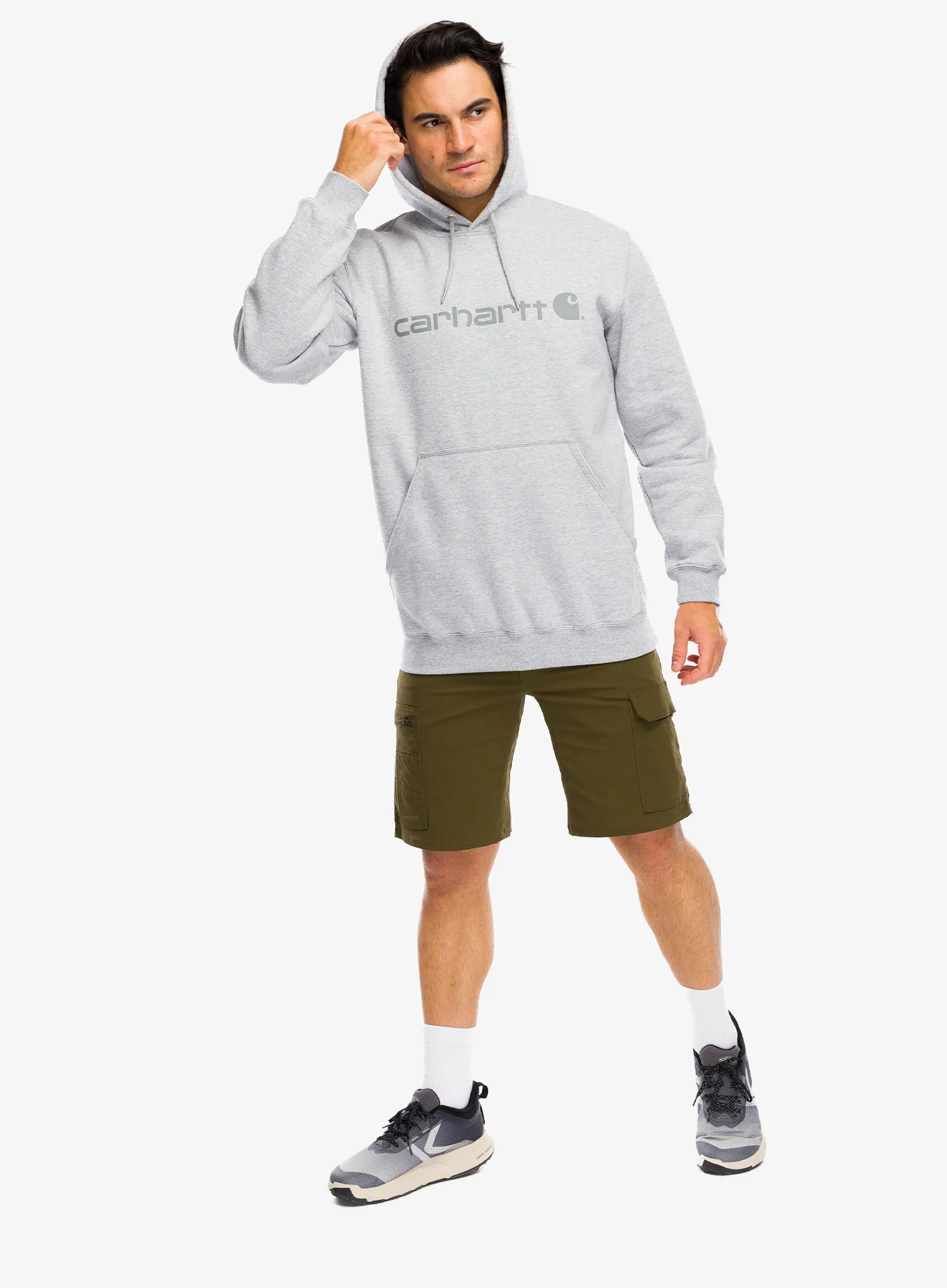 Mikina s kapucí Carhartt Marquette Logo Sweatshirt - heather gray/gray